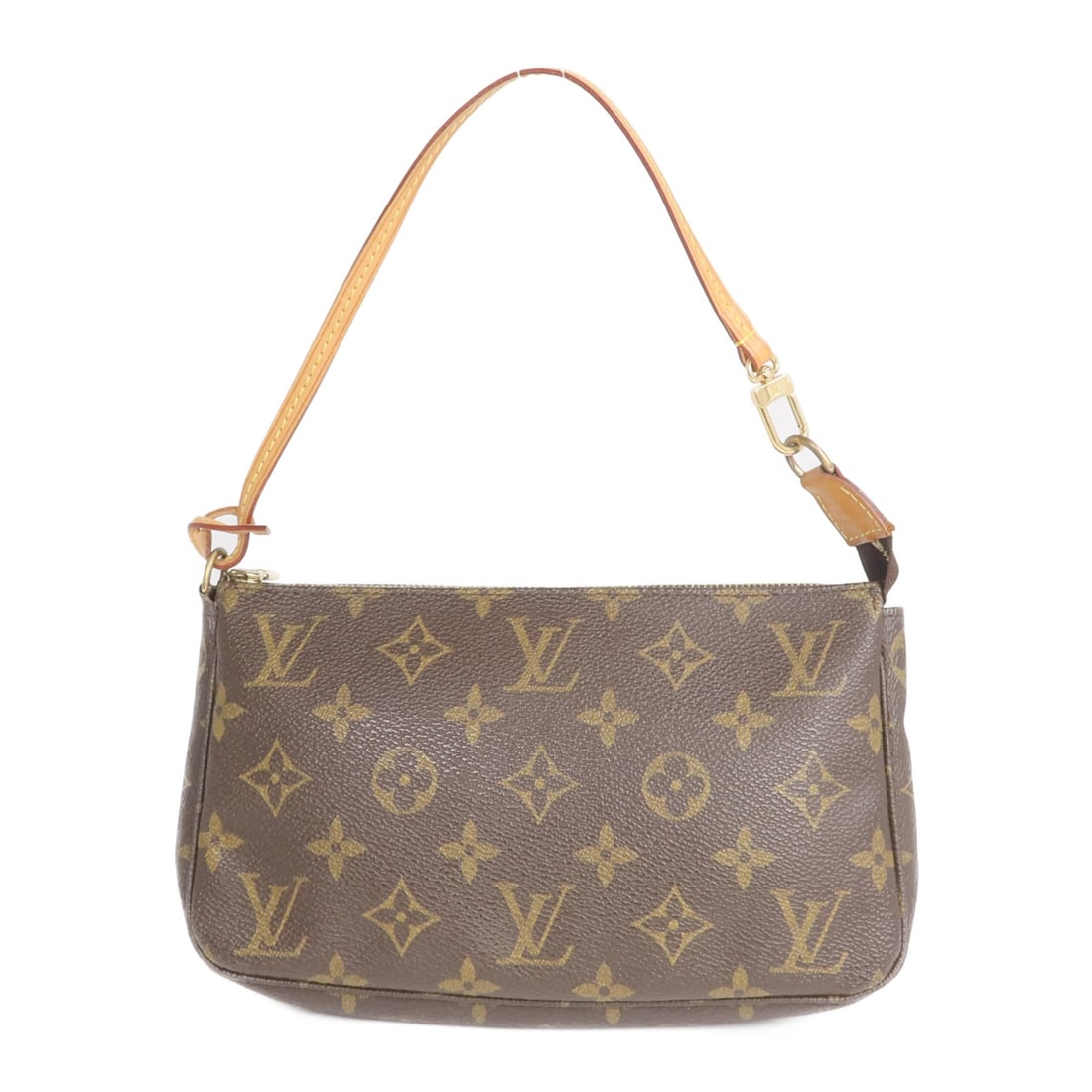 Louis Vuitton Monogram Pochette Accessoires Brown Canvas Purse M51980 GHW: Louis Vuitton Monogram Pochette Accessoires Brown Canvas Purse M51980 GHW This Louis Vuitton Pochette Accessoires pouch handbag features the signature monogram brown PVC coated canvas with gold tone h