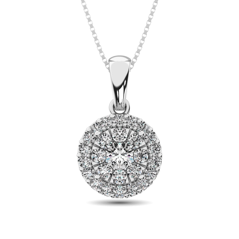 Diamond Fashion Pendant 5/8 Ct.tw Round Cut in 14K White Gold: Diamond Fashion Pendant 5/8 Ct.tw Round Cut in 14K White Gold 14k White Gold Stone Color: Gh Stone Clarity: I1 Unless otherwise specified, pendants that include a chain are paired with our standard 18