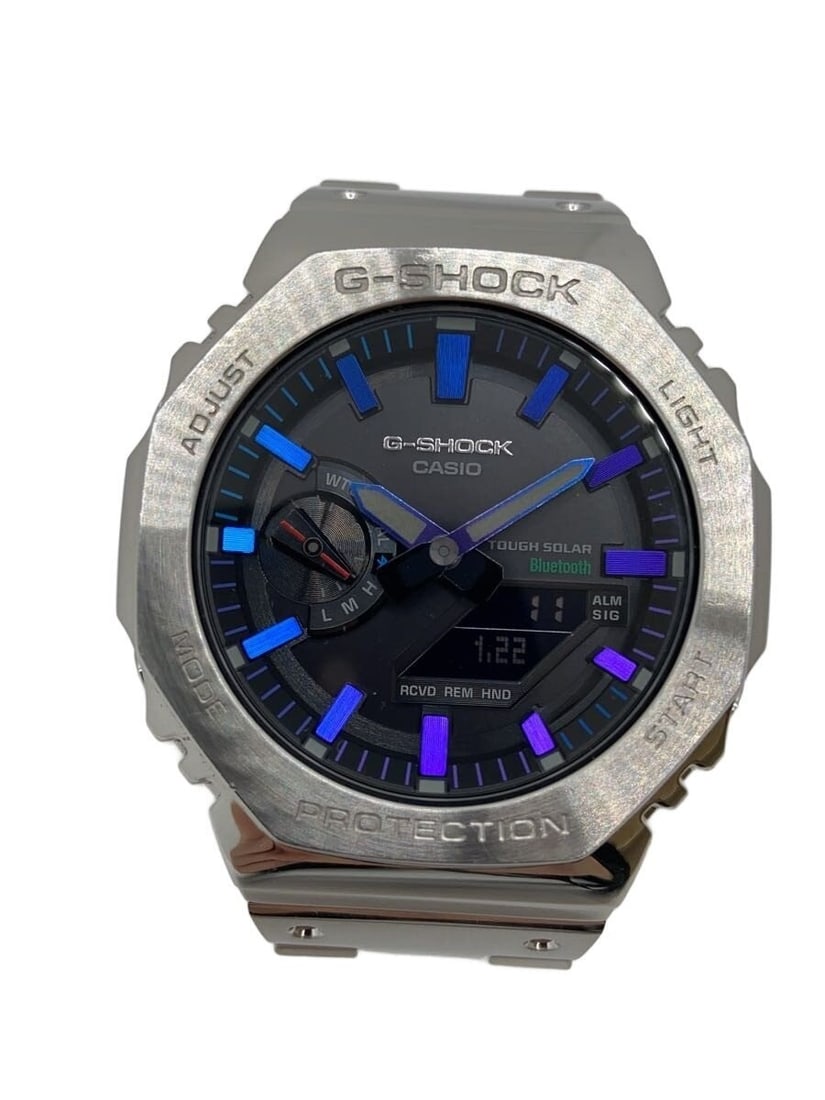 Casio G Shock GM B2100PC Black Stainless Steel Wristwatch Box Links: Casio G Shock GM B2100PC Black Stainless Steel Wristwatch Box Links This CASIO G-SHOCK GM-B2100PC men's wristwatch features a durable stainless steel construction in a sleek black finish. The watch sh