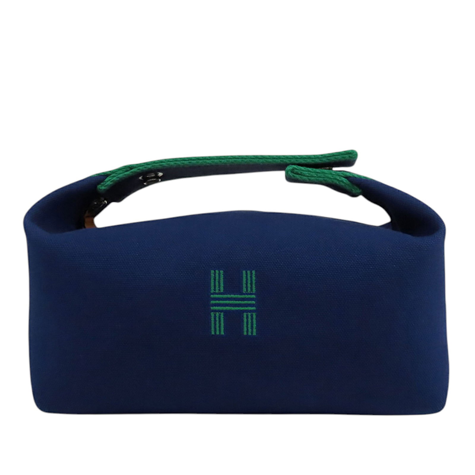 Hermes Small Bride-A-Brac Blue Canvas Pouch with Top Zip and Handle (1 of 11)