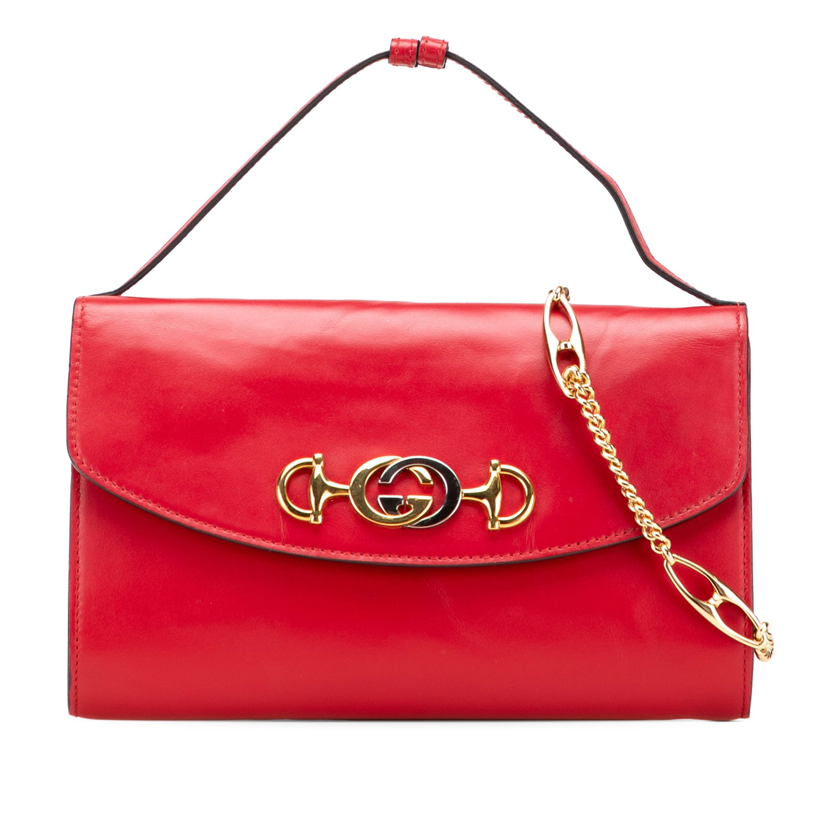 Gucci Small Leather Zumi Satchel Red with Gold Chain Strap (1 of 13)