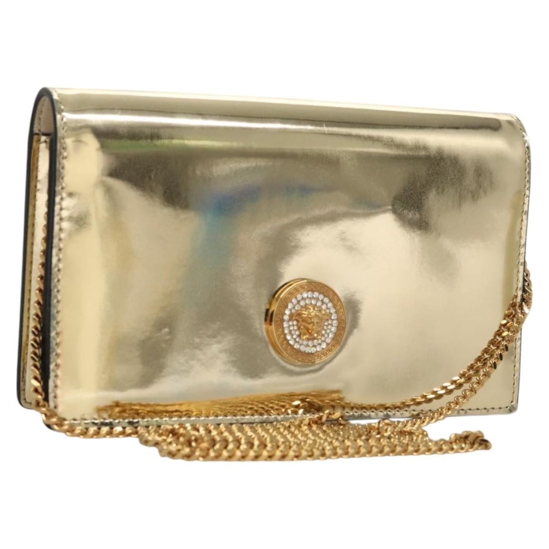 Versace Patent Leather Gold Shoulder Bag with Chain Strap (1 of 18)
