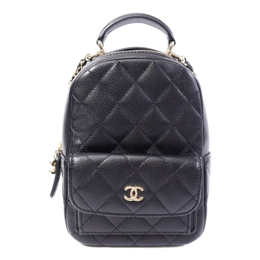 CHANEL Black Calfskin CC Mini Rucksack Backpack AP3753: CHANEL Black Calfskin CC Mini Rucksack Backpack AP3753 This CHANEL mini rucksack backpack features a sleek black calfskin leather exterior, combining luxury with practicality. Designed for women, it o