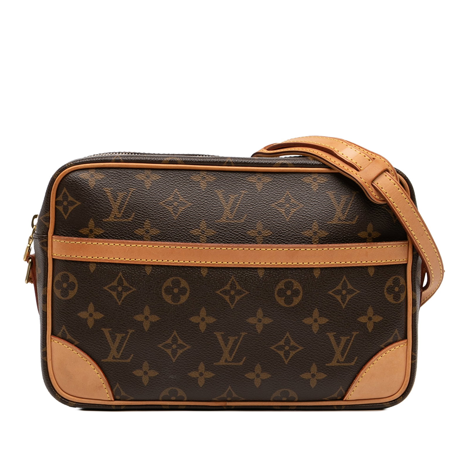 Louis Vuitton Trocadero 27 Shoulder Bag in Monogram Canvas with Leather Trim: Louis Vuitton Trocadero 27 Shoulder Bag in Monogram Canvas with Leather Trim The Louis Vuitton Monogram Trocadero 27 is a shoulder bag crafted from monogram canvas with vachetta leather trim and a fla