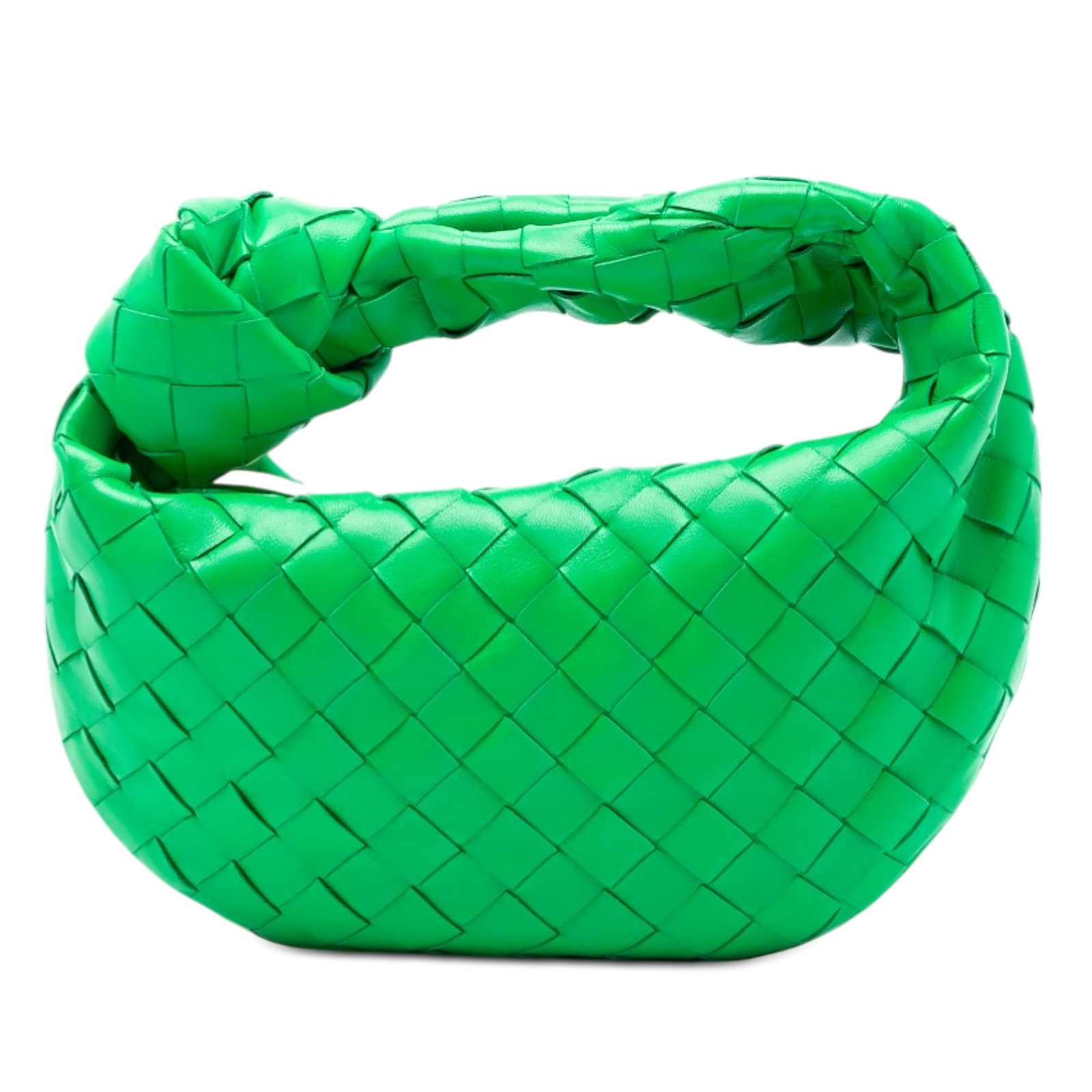 Mini Intrecciato Jodie Green Nappa Leather Shoulder Bag by Bottega Veneta: Mini Intrecciato Jodie Green Nappa Leather Shoulder Bag by Bottega Veneta This Bottega Veneta Mini Nappa Intrecciato Jodie bag features a signature woven nappa leather body in green, complemented by a