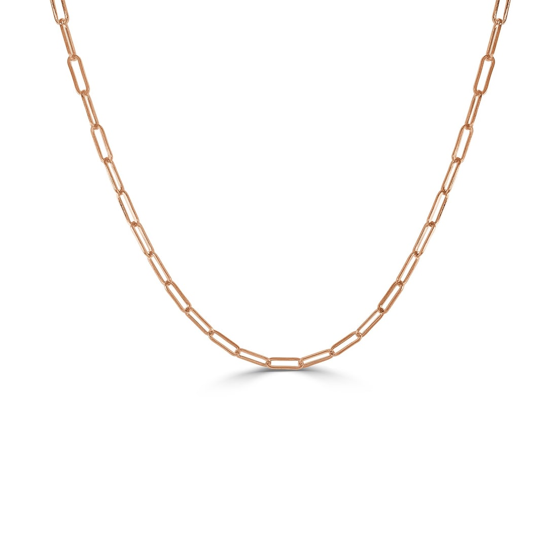 18 Inch 14K Rose Gold Paperclip Chain Necklace for Women: 18 Inch 14K Rose Gold Paperclip Chain Necklace for Women This paperclip link necklace is crafted in 14K rose gold, offering a stylish and modern accessory. Designed for women, it features an 18-inch l