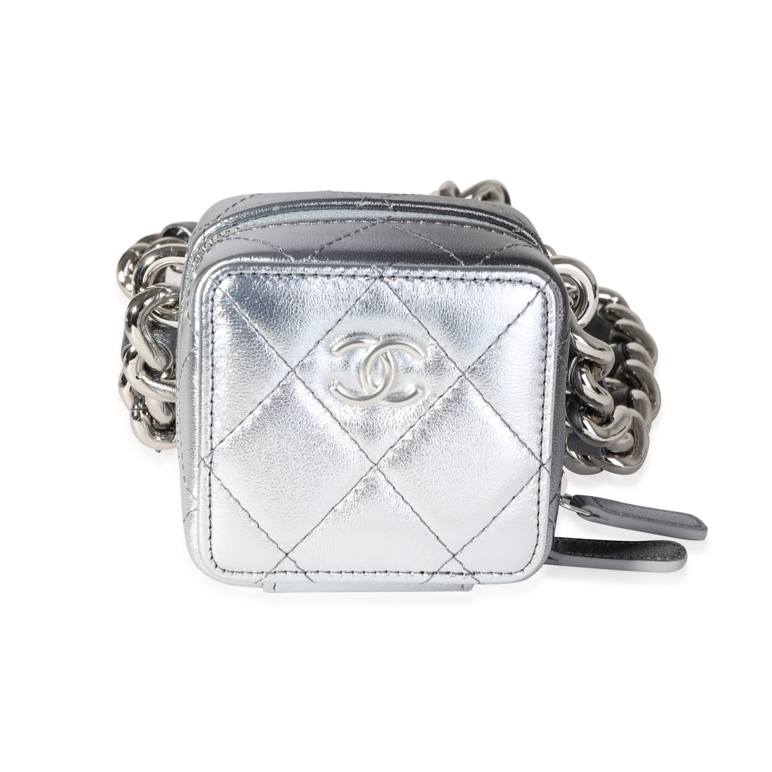 Chanel Coco Punk Metallic Leather Quilted Mini Clutch Bag With Chain: Chanel Coco Punk Metallic Leather Quilted Mini Clutch Bag With Chain This Chanel Coco Punk Clutch With Chain is crafted from metallic lambskin leather and features the signature quilted design. The co