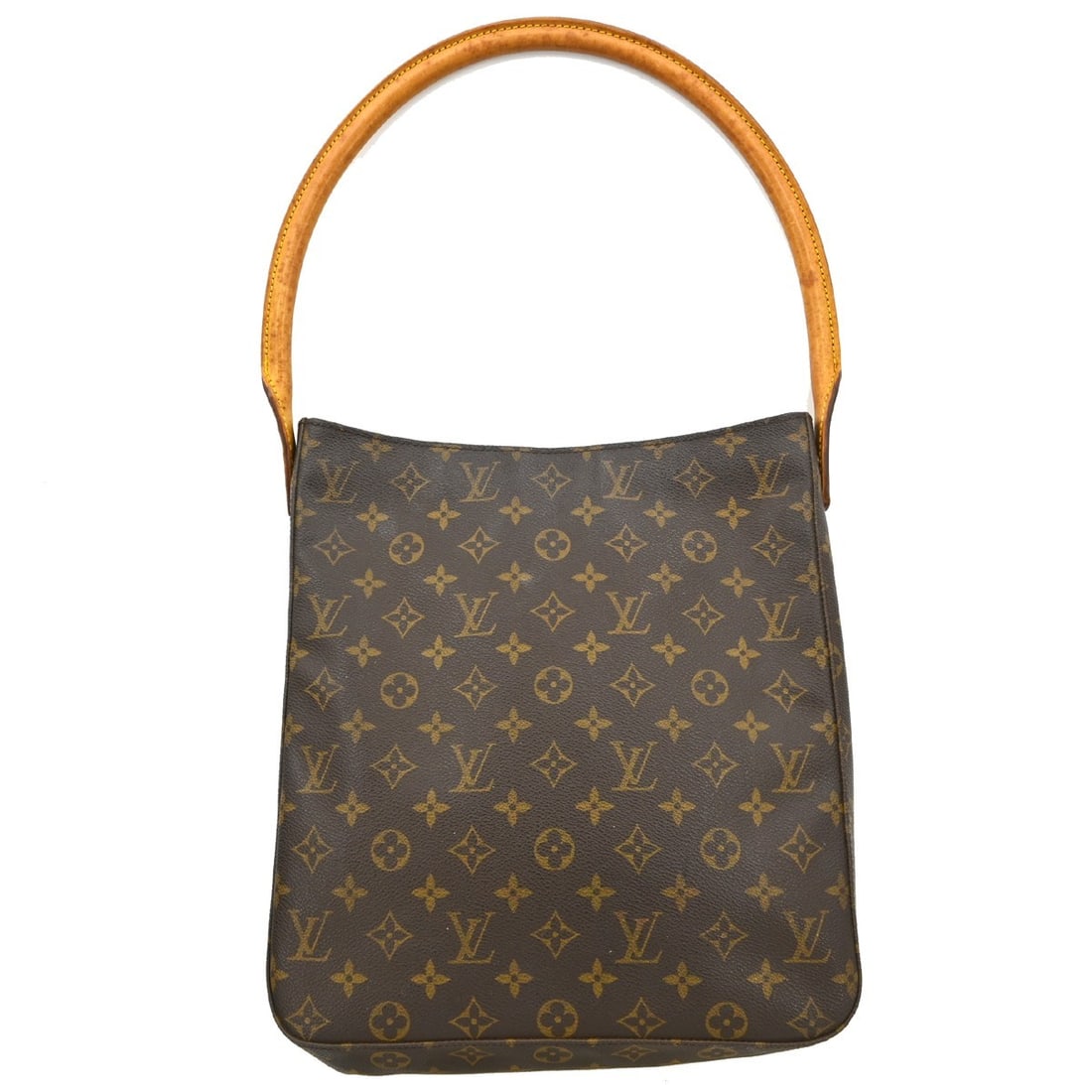 Louis Vuitton Looping GM Monogram Leather Shoulder Bag Brown M51145: Louis Vuitton Looping GM Monogram Leather Shoulder Bag Brown M51145 This Louis Vuitton Looping GM shoulder bag features the iconic monogram pattern on brown leather with beige leather handles and stra