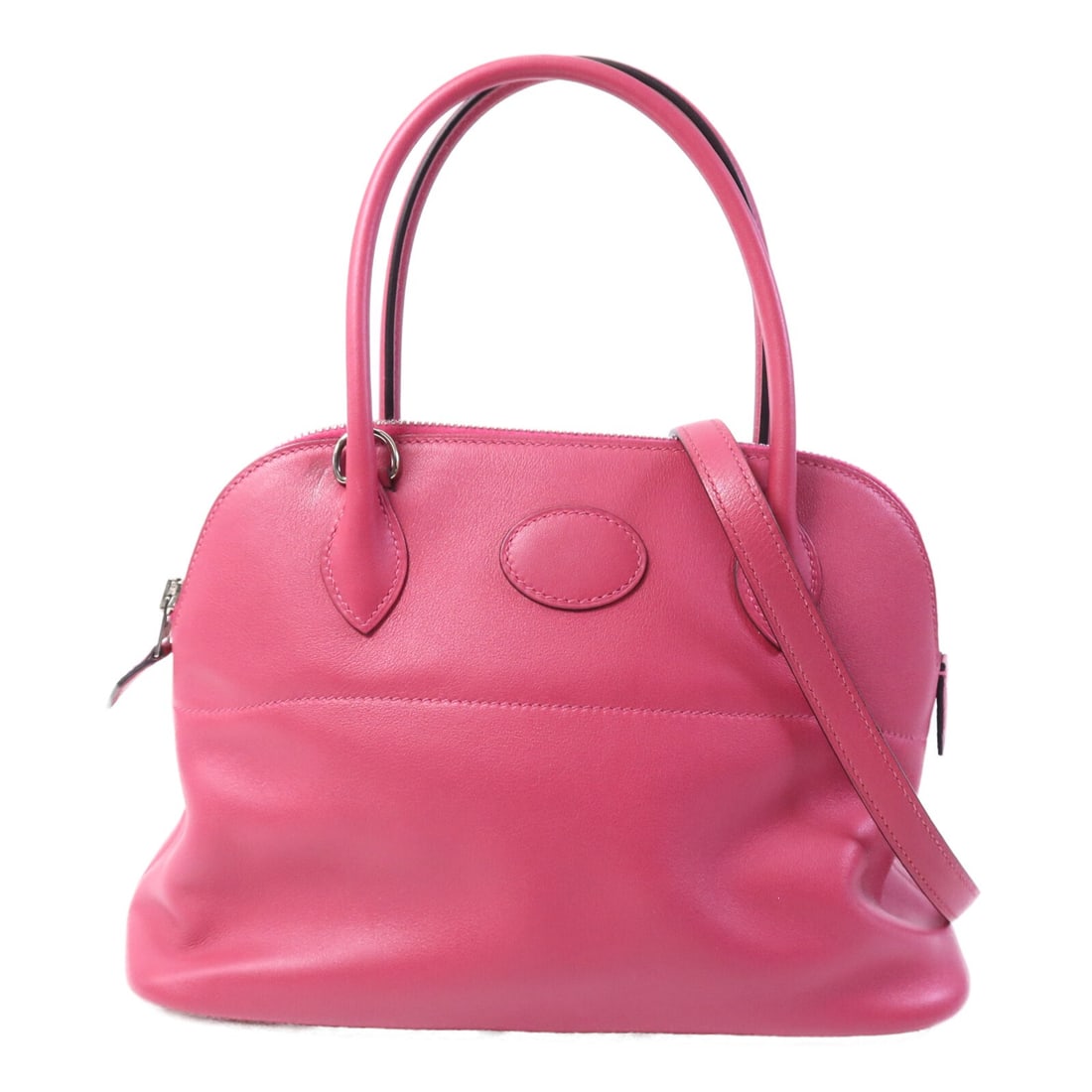 Hermes Bolide 27 Purple Swift Leather Handbag with Palladium Hardware: Hermes Bolide 27 Purple Swift Leather Handbag with Palladium Hardware This Hermes Bolide 27 handbag features Swift leather in a rose purple shade, offering a stylish and sophisticated accessory for wo