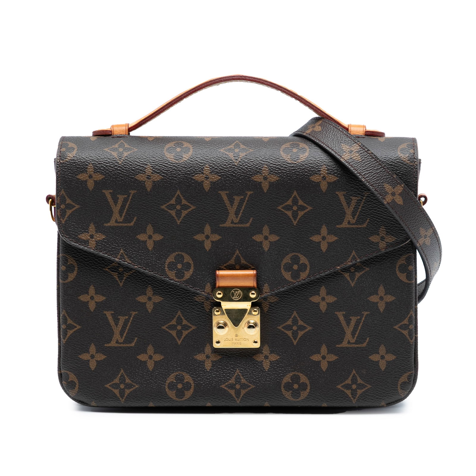 Louis Vuitton Pochette Metis Shoulder Bag Monogram Canvas Brown: Louis Vuitton Pochette Metis Shoulder Bag Monogram Canvas Brown The Louis Vuitton Monogram Pochette Metis features a classic monogram canvas body, a flat vachetta leather top handle, and a detachable,