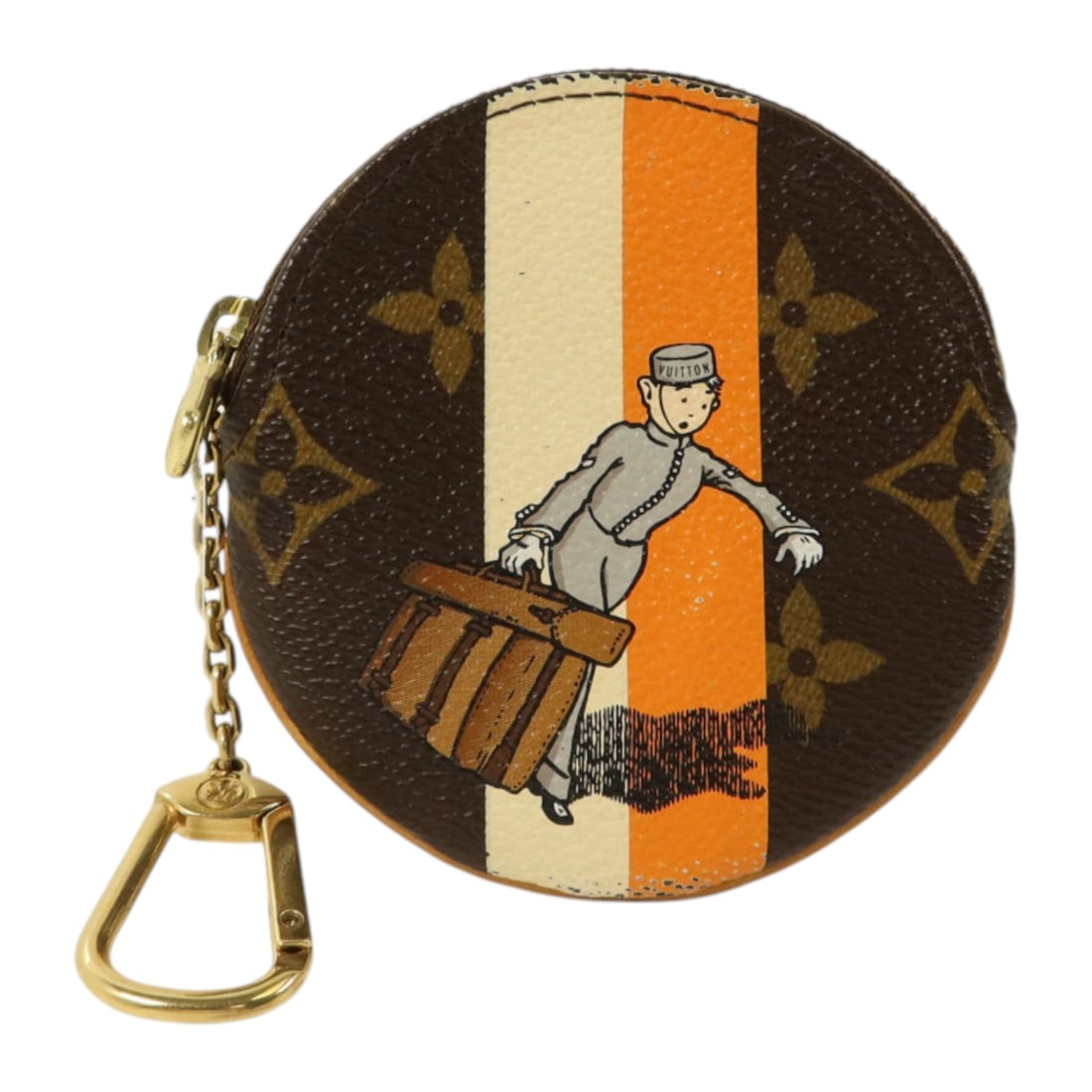 Louis Vuitton Groom Coin Purse GHW Brown PVC Coated Canvas: Louis Vuitton Groom Coin Purse GHW Brown PVC Coated Canvas This Louis Vuitton coin purse features the iconic LV design in brown, orange, and white, crafted from durable PVC coated canvas. Designed for