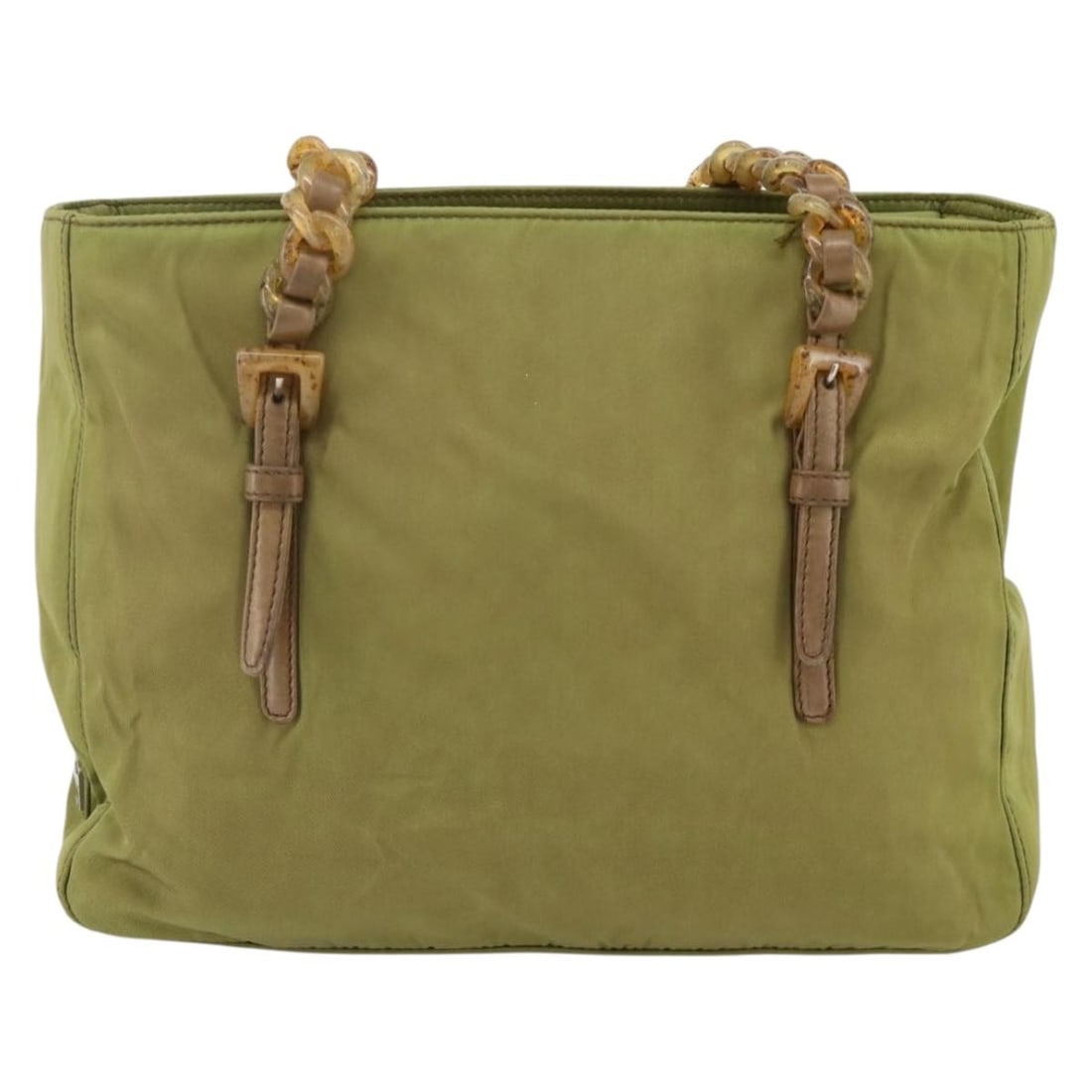 Prada Khaki Nylon Vintage Tote Bag for Women 28cm Italy: Prada Khaki Nylon Vintage Tote Bag for Women 28cm Italy This Prada Vintage Tote is crafted from durable khaki nylon and designed for women. Made in Italy, it features leather accents and metal fitting