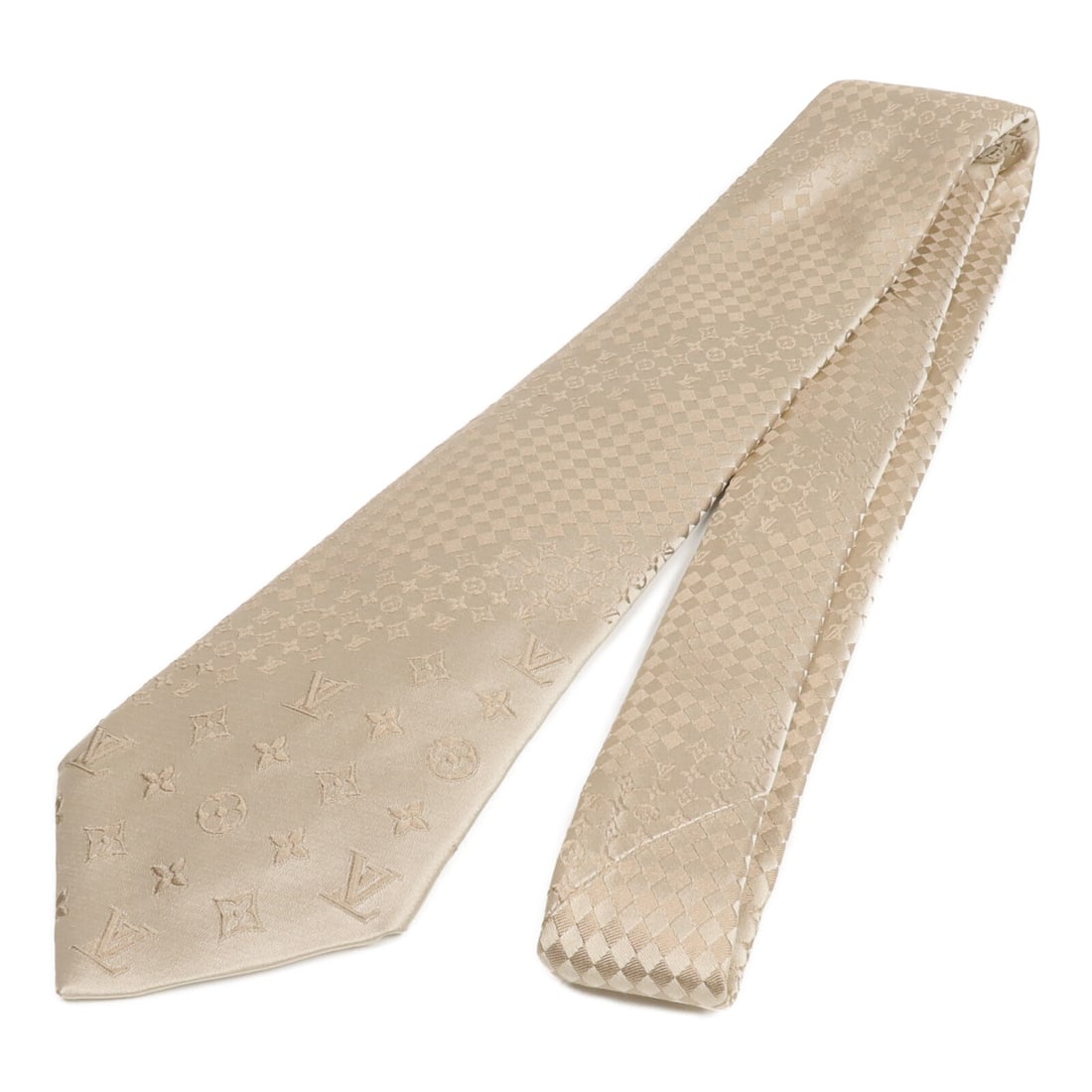 Louis Vuitton Beige Silk Men's Necktie: Louis Vuitton Beige Silk Men's Necktie This Louis Vuitton men's tie is crafted from high-quality silk in a classic beige color. Made in France, it features a regular size and offers a refined, elegant