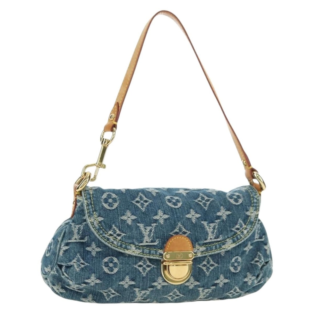 Louis Vuitton Denim Mini Preity Blue Handbag M95050: Louis Vuitton Denim Mini Preity Blue Handbag M95050 This Louis Vuitton Monogram Denim Mini Preity Hand Bag features a blue monogram denim canvas exterior and is designed for women. The bag offers a co