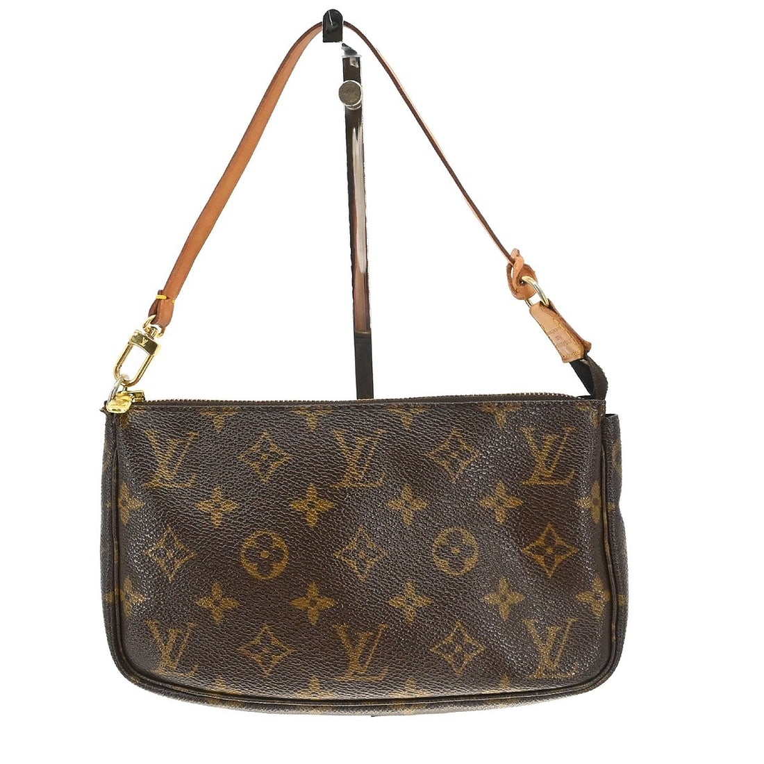 Monogram Canvas Pochette Accessoires Bag by Louis Vuitton: Monogram Canvas Pochette Accessoires Bag by Louis Vuitton This is a Louis Vuitton Pochette Accessoires crafted from monogram canvas in brown, designed for women. The exterior shows scuffs, suntanning,