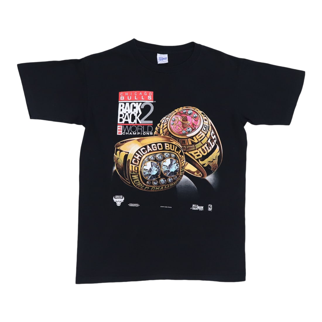 Vintage 1991 Chicago Bulls NBA Champions Black Cotton T-Shirt: Vintage 1991 Chicago Bulls NBA Champions Black Cotton T-Shirt This is an original vintage 1991 Chicago Bulls Back To Back Champions shirt, celebrating the team's consecutive NBA championships. The shi