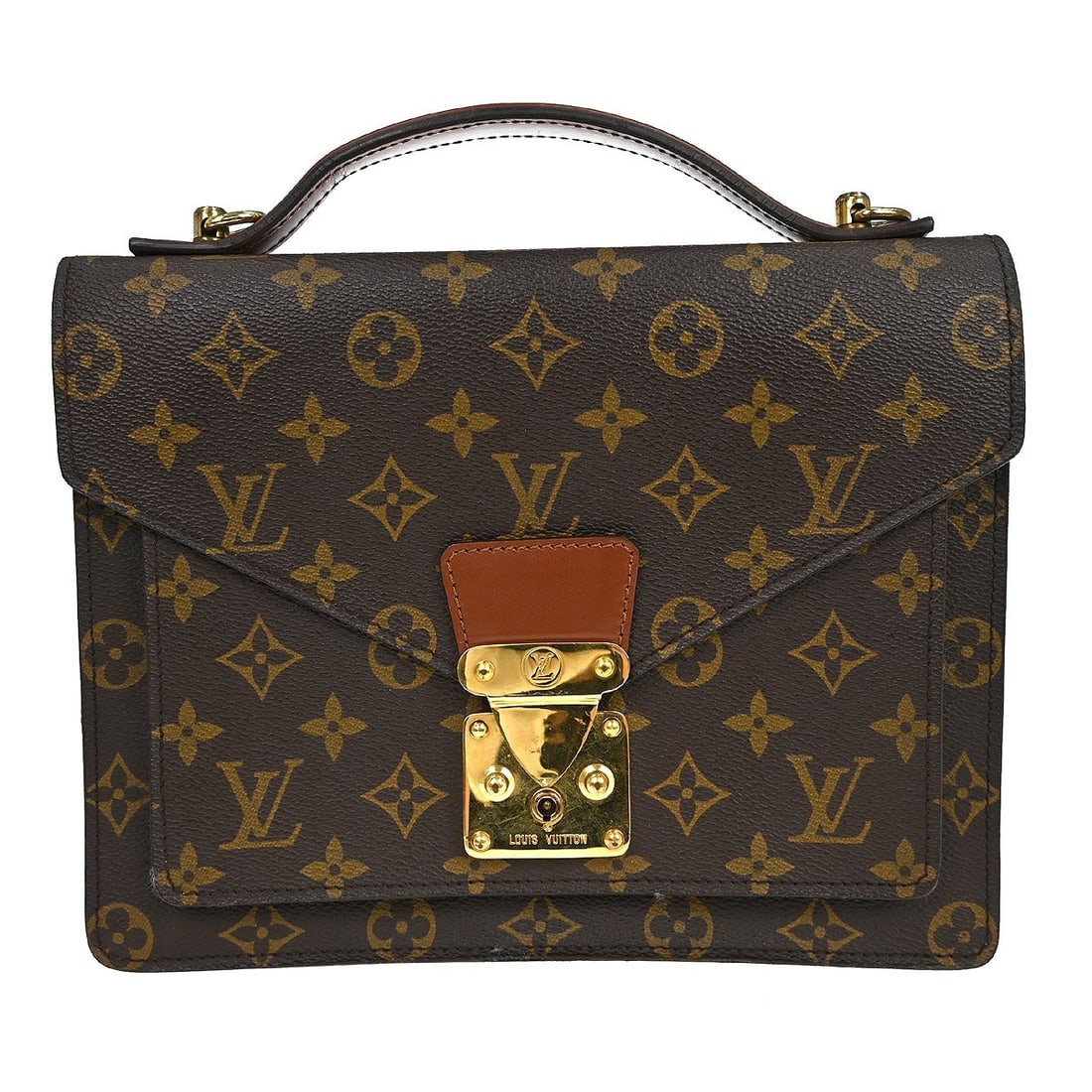 Louis Vuitton Monogram Monceau 26 Brown Canvas Medium Handbag M51187: Louis Vuitton Monogram Monceau 26 Brown Canvas Medium Handbag M51187 This Louis Vuitton Monogram Monceau 26 business handbag features the signature monogram canvas exterior with beige double handles a