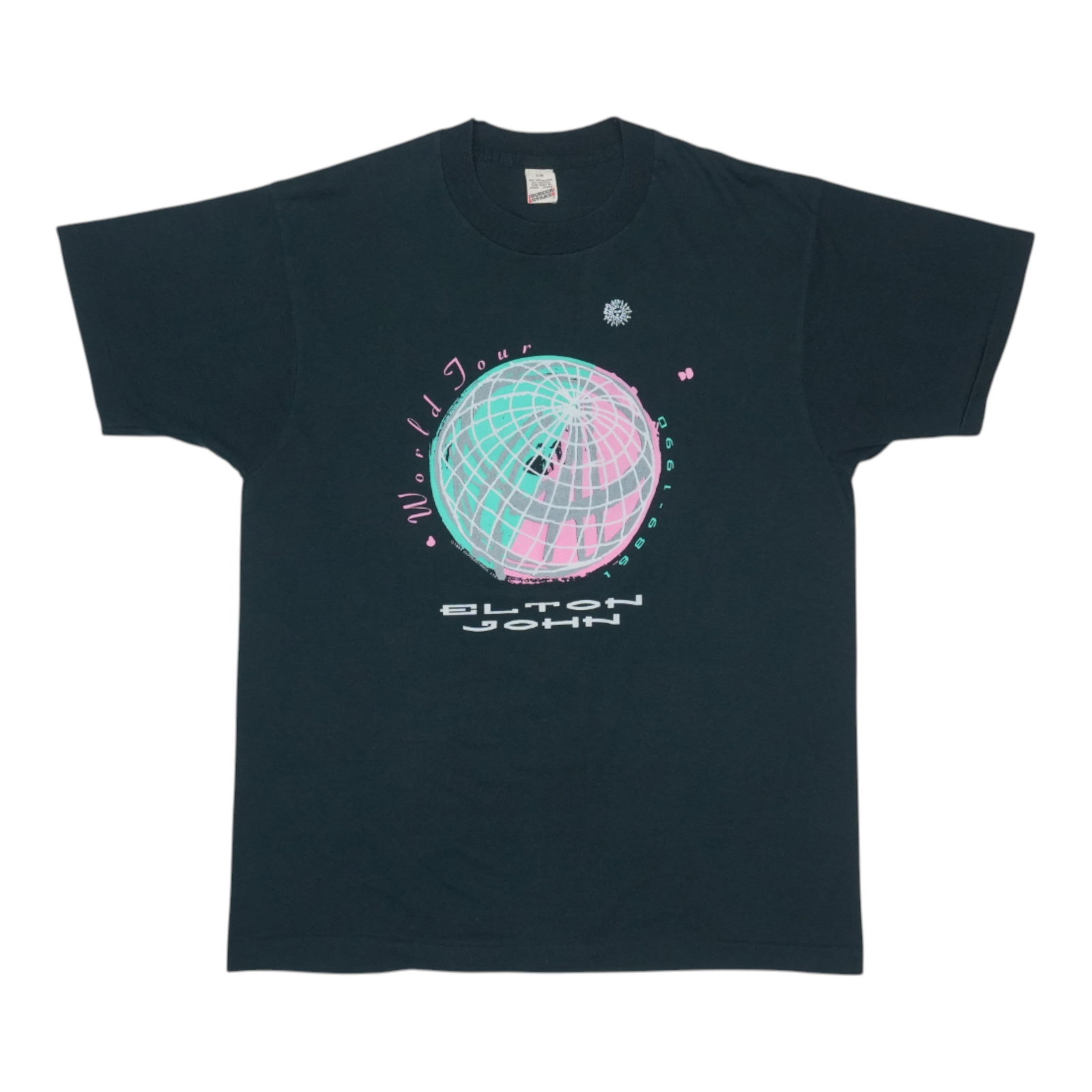 Vintage 1989 Elton John Concert Tour Black Poly Cotton Extra Large Shirt (1 of 5)