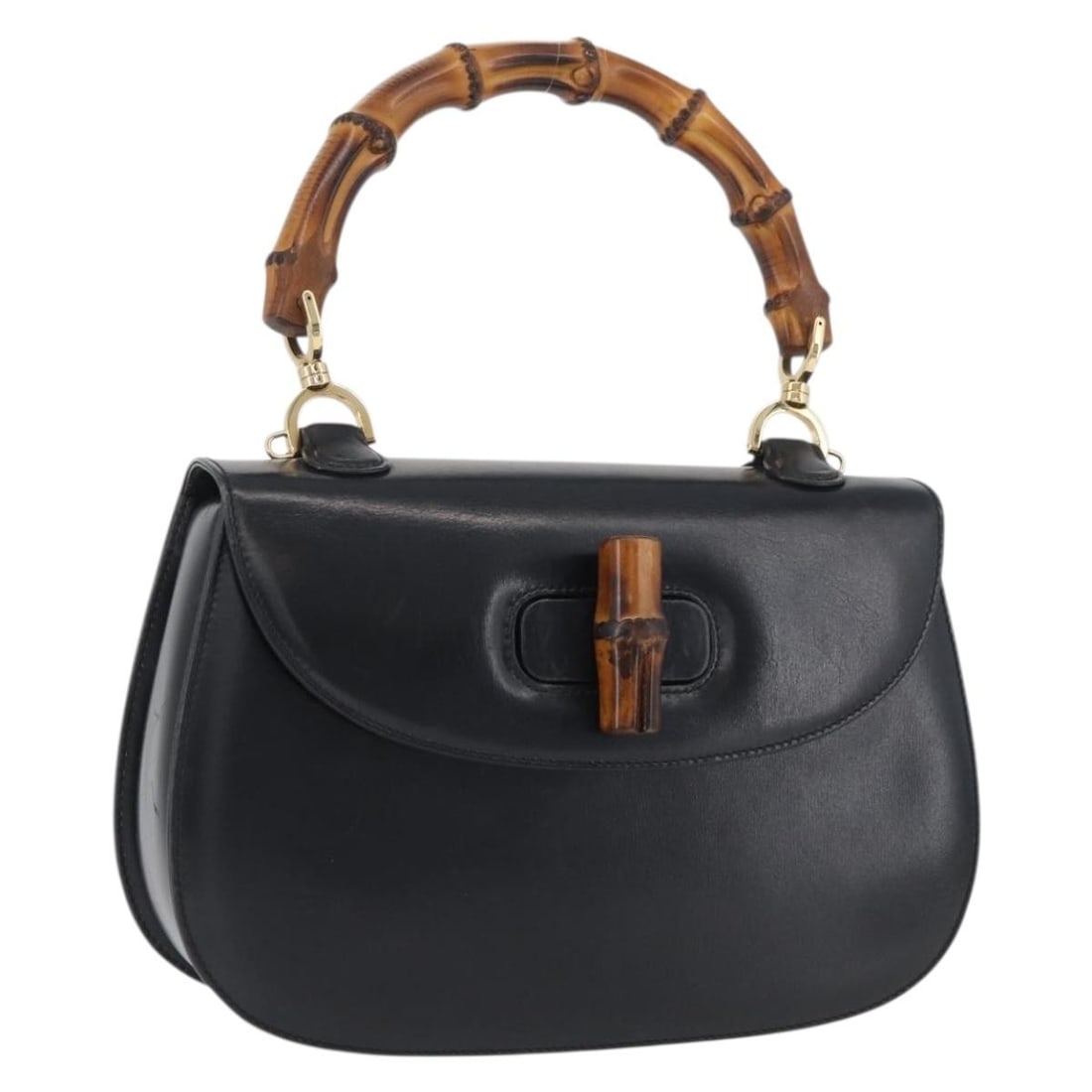 Gucci Bamboo Black Leather Handbag with Gold Tone Hardware 000 1781 0633: Gucci Bamboo Black Leather Handbag with Gold Tone Hardware 000 1781 0633 This GUCCI Bamboo Hand Bag features a black leather exterior accented with gold-tone details. Designed for women, it includes a