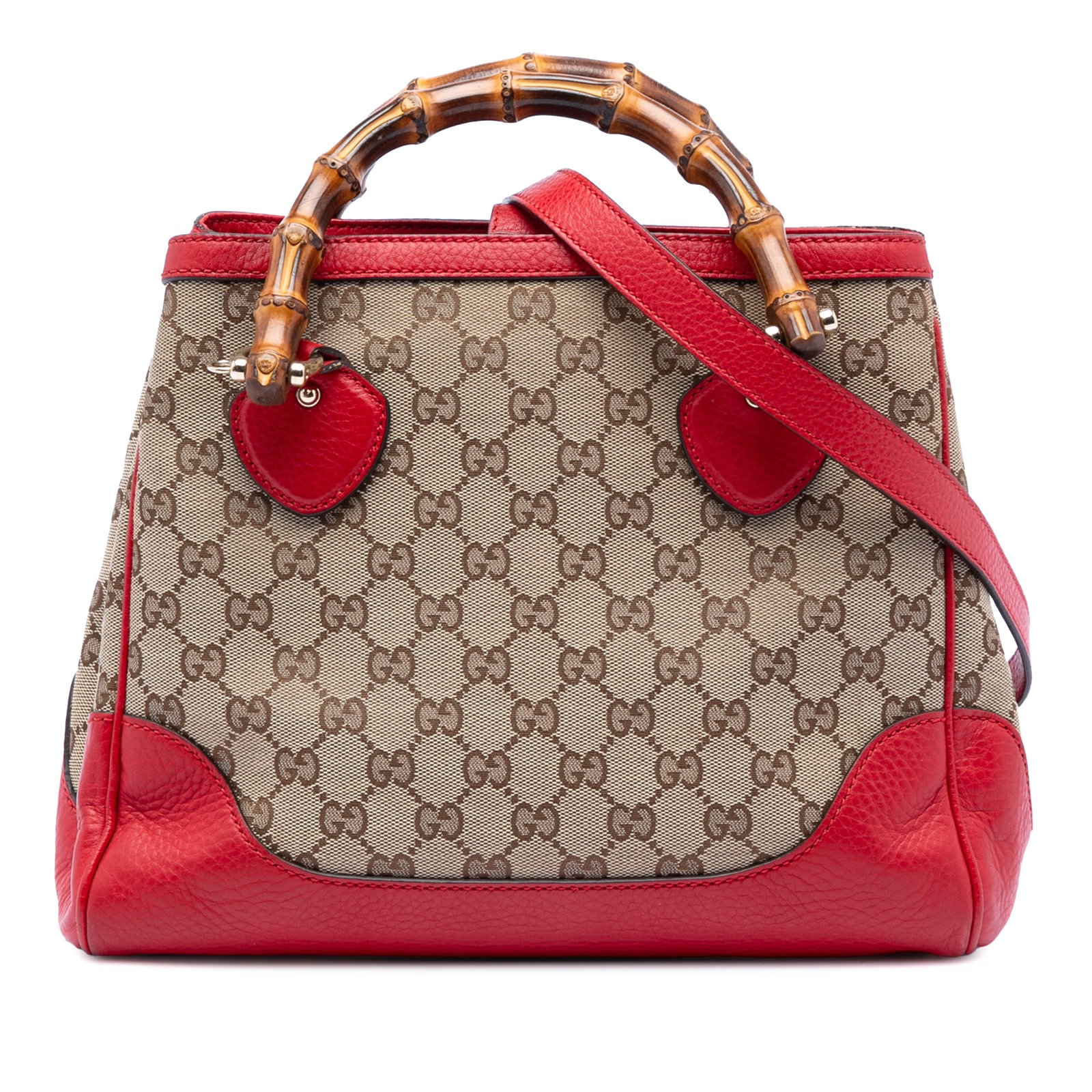 Gucci Diana Bamboo Handle Small GG Canvas Tote Bag with Leather Trim: Gucci Diana Bamboo Handle Small GG Canvas Tote Bag with Leather Trim This Gucci Small GG Canvas Diana Bamboo Top Handle Tote features a beige canvas body with leather trim and iconic bamboo top handle