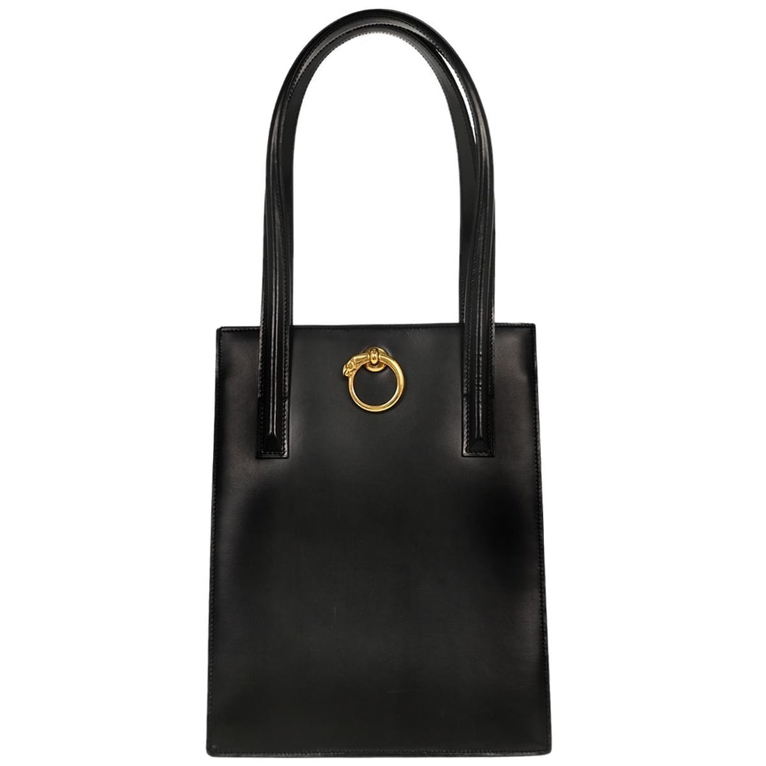 Panthere Black Leather Handbag by Cartier France: Panthere Black Leather Handbag by Cartier France This Cartier Panthere handbag features a sophisticated black leather construction and is designed for women. The bag is pre-owned and in very good cond