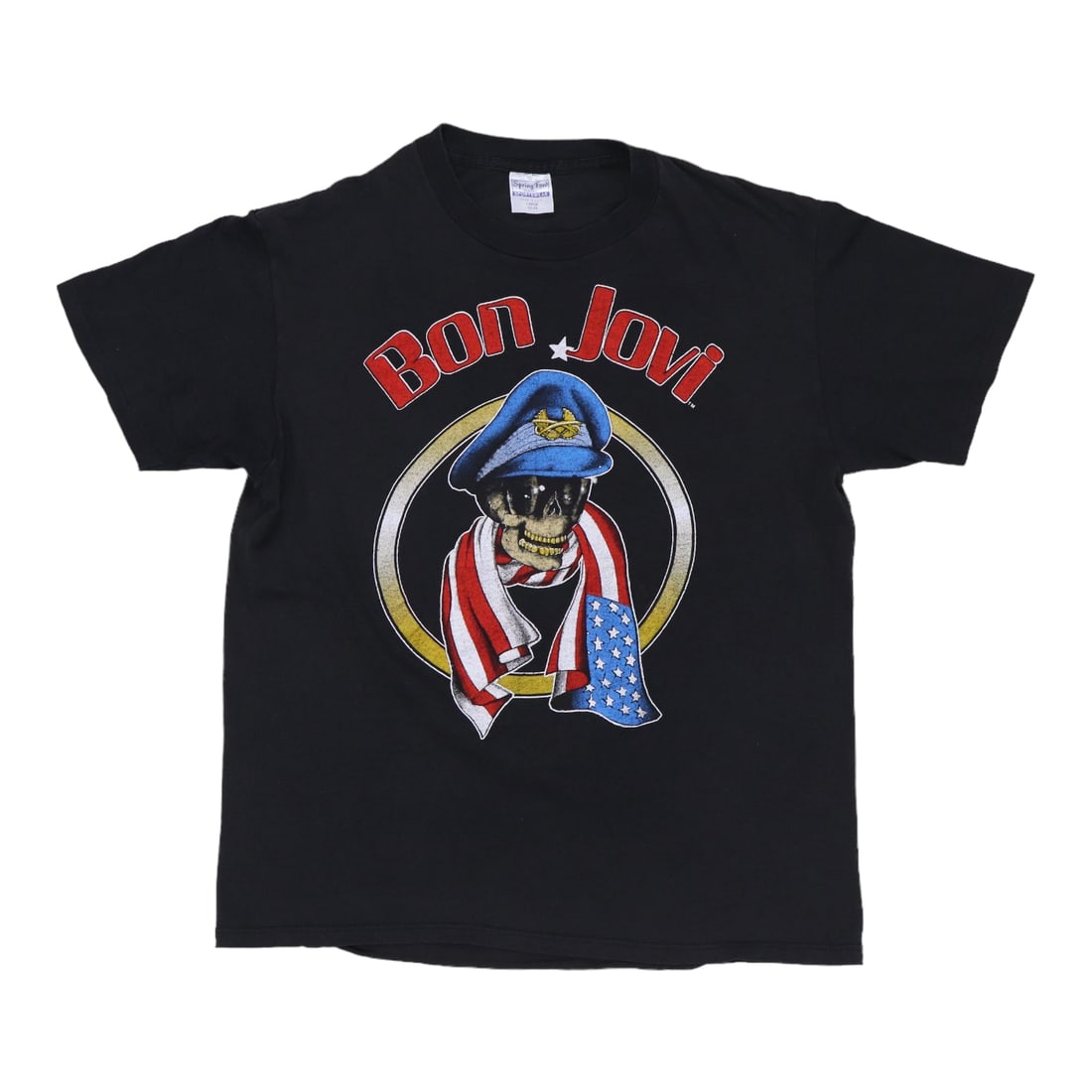 Vintage 1987 Bon Jovi Tour Concert T-Shirt Black Cotton Large (1 of 6)