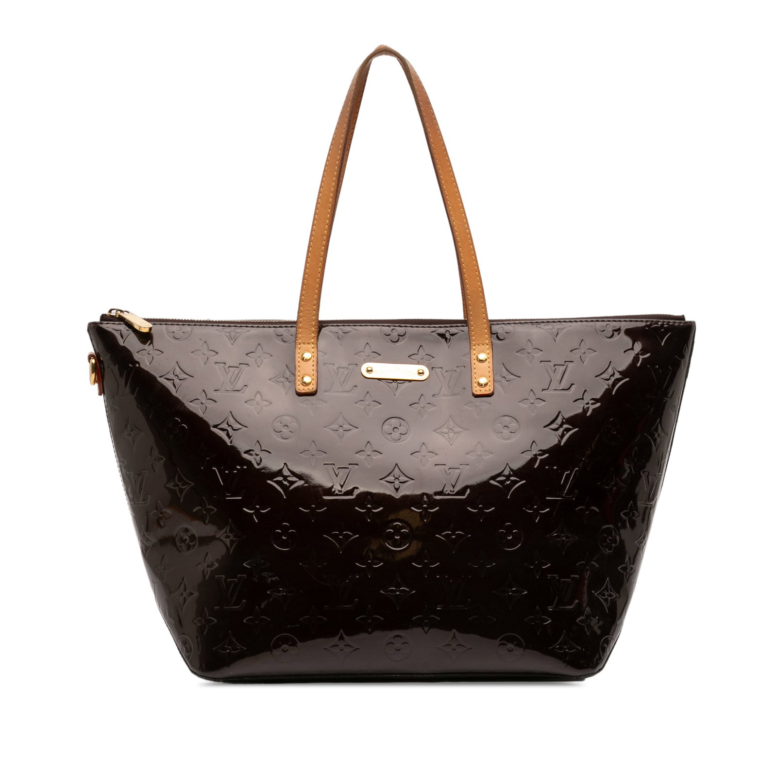 Louis Vuitton Bellevue GM Purple Monogram Vernis Leather Tote Bag: Louis Vuitton Bellevue GM Purple Monogram Vernis Leather Tote Bag This Louis Vuitton Monogram Vernis Bellevue GM handbag features a monogram vernis leather body in purple, complemented by flat vachett