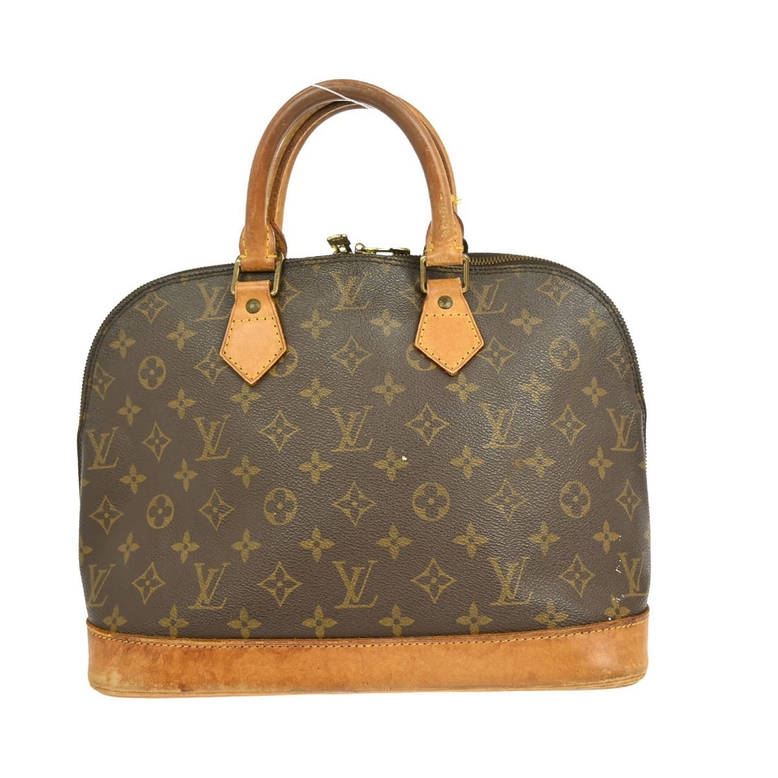 Louis Vuitton Monogram Alma M51130 Medium Canvas Satchel Handbag: Louis Vuitton Monogram Alma M51130 Medium Canvas Satchel Handbag This Louis Vuitton Alma handbag features the signature monogram canvas exterior and double beige handles. The medium-sized, vintage bag