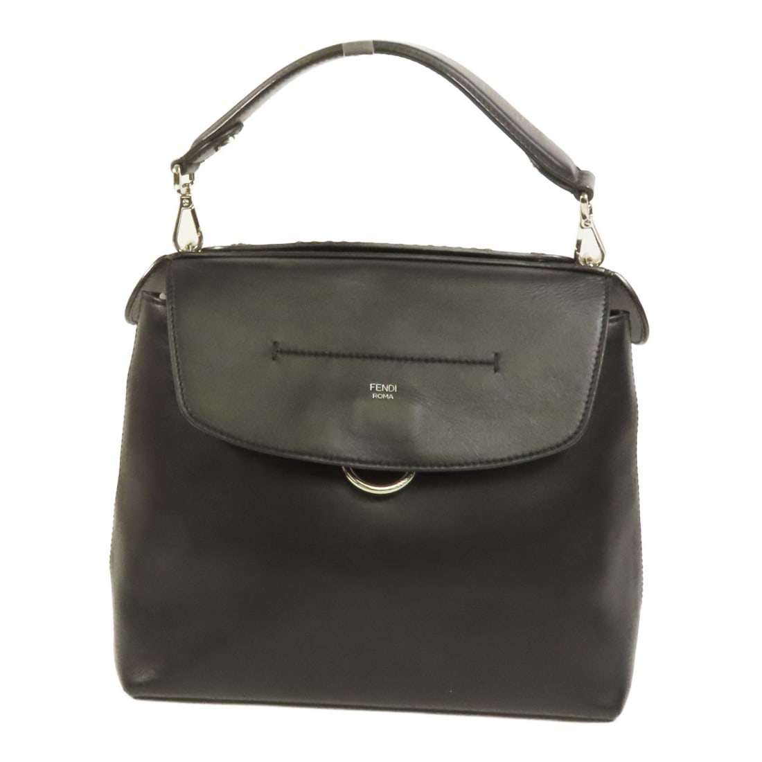 Fendi Black Calfskin 2way Shoulder Backpack Bag Italy: Fendi Black Calfskin 2way Shoulder Backpack Bag Italy Elevate your style with the Fendi Back to School Backpack, a versatile 2-way shoulder bag crafted from luxurious calfskin leather. This chic black
