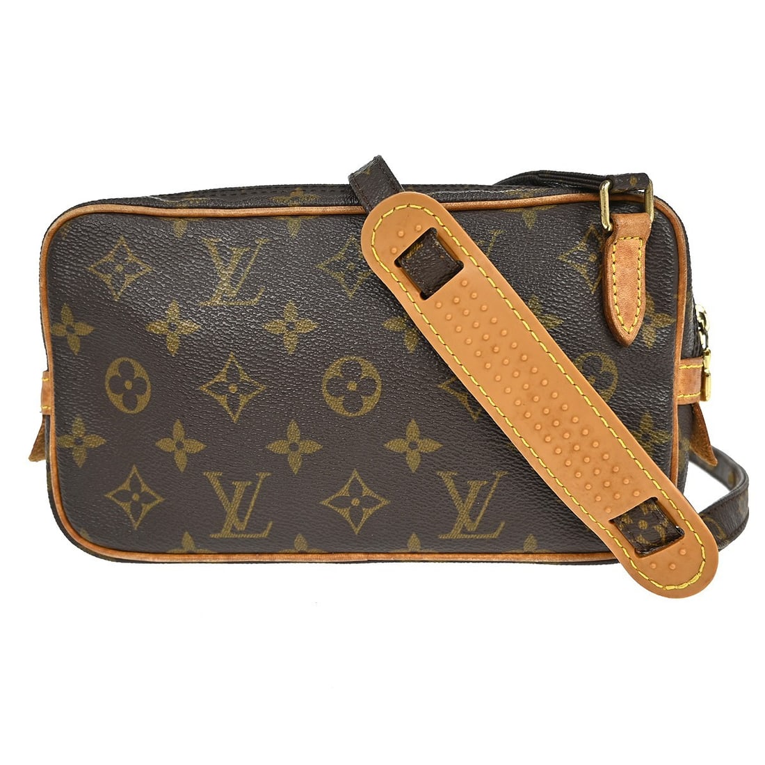 Louis Vuitton Marly Monogram Mini Crossbody Shoulder Bag M51828: Louis Vuitton Marly Monogram Mini Crossbody Shoulder Bag M51828 This Louis Vuitton Marly Bandouliere shoulder bag features the iconic Monogram pattern on brown leather, complemented by a brown canvas 