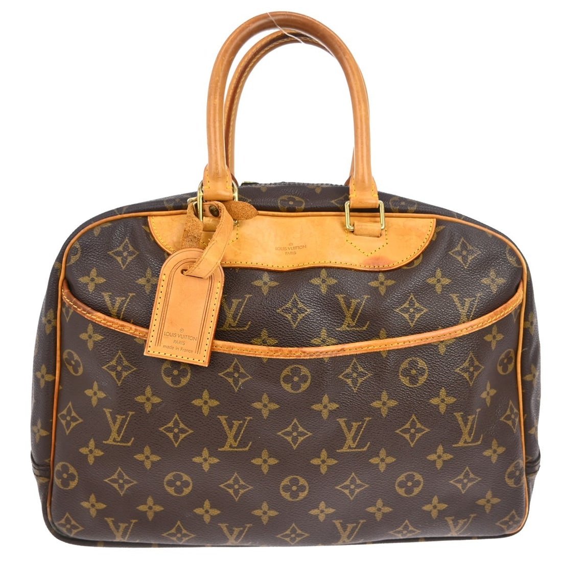 Louis Vuitton Deauville Monogram Canvas Vanity Bowling Bag M47270: Louis Vuitton Deauville Monogram Canvas Vanity Bowling Bag M47270 This Louis Vuitton Deauville Bowling Vanity handbag features the iconic Monogram canvas leather exterior, double beige handles, and a