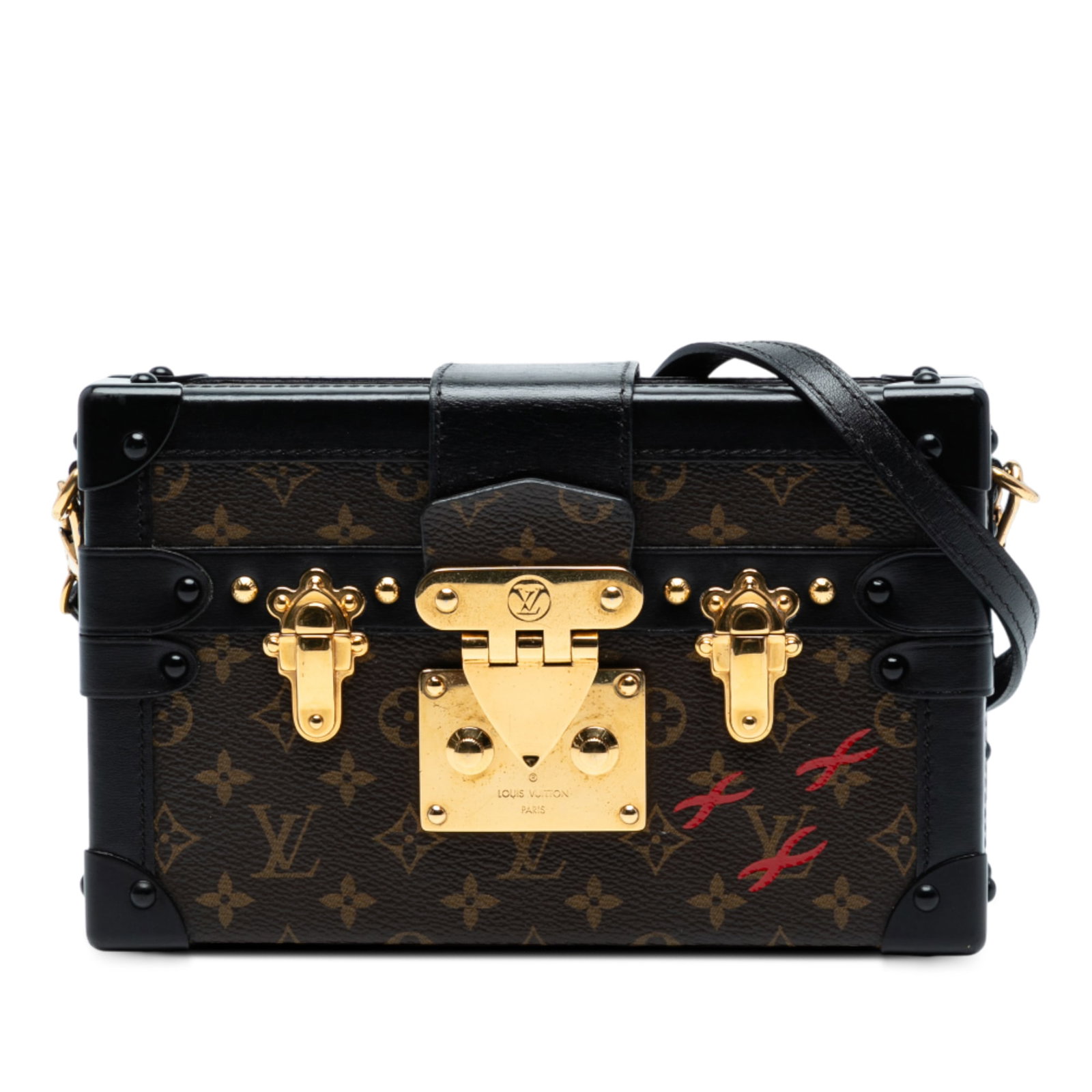 Louis Vuitton Monogram Petite Malle Bag with Leather Trim: Louis Vuitton Monogram Petite Malle Bag with Leather Trim This Louis Vuitton Monogram Petite Malle is a stylish and functional bag crafted from durable monogram canvas with leather trim. It features a