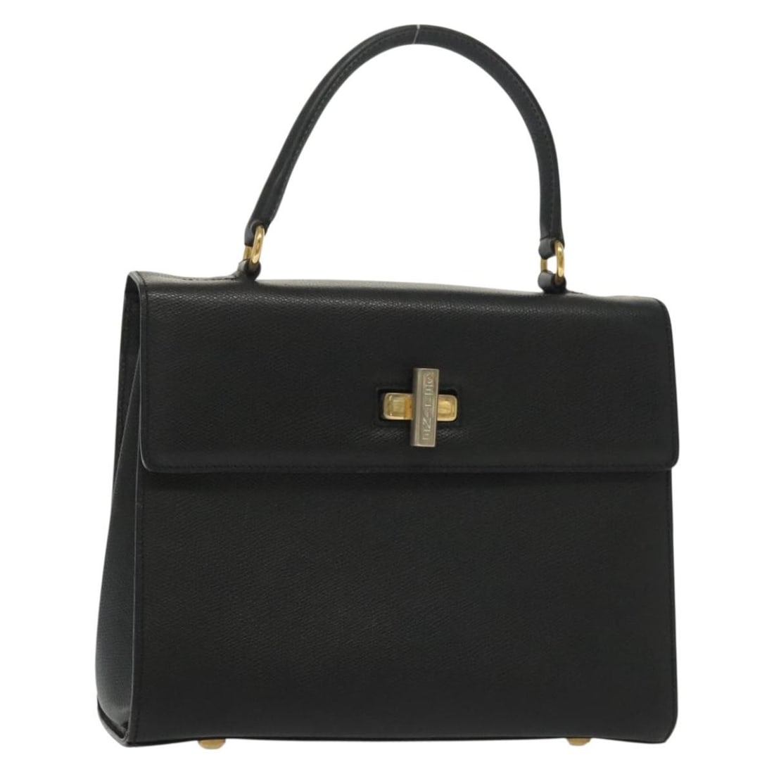 Celine Leather Convertible Top Handle Bag Vintage Model: Celine Leather Convertible Top Handle Bag Vintage Model This vintage Celine convertible top handle bag is crafted in black leather, featuring a turnlock closure and a versatile design suitable for wom