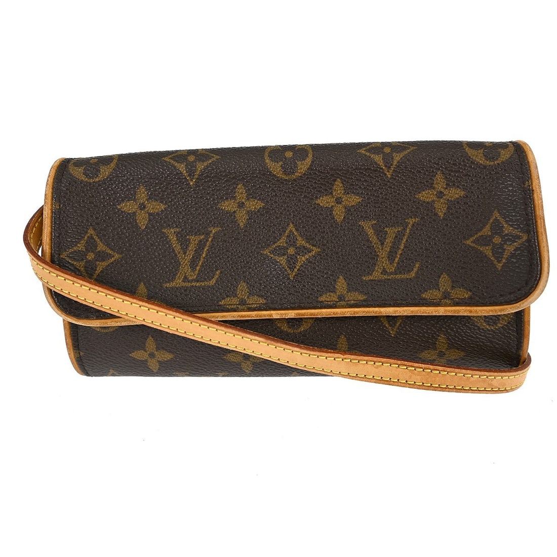 Louis Vuitton Pochette Twin PM Monogram Canvas Shoulder Bag with Detachable Strap: Louis Vuitton Pochette Twin PM Monogram Canvas Shoulder Bag with Detachable Strap This Louis Vuitton Pochette Twin PM shoulder bag features the iconic monogram canvas leather exterior and a brown deta