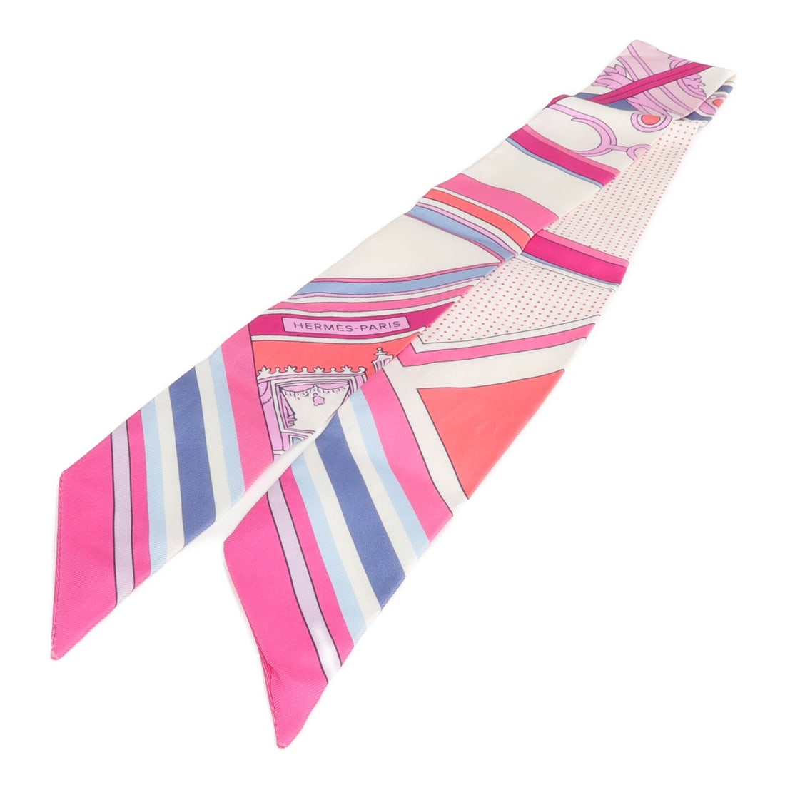 Hermes Twilly silk scarf in red white and blue: Hermes Twilly silk scarf in red white and blue This Hermes Twilly scarf is crafted from luxurious silk and features a striking red, white, and blue color palette. Designed for women, this elegant acce