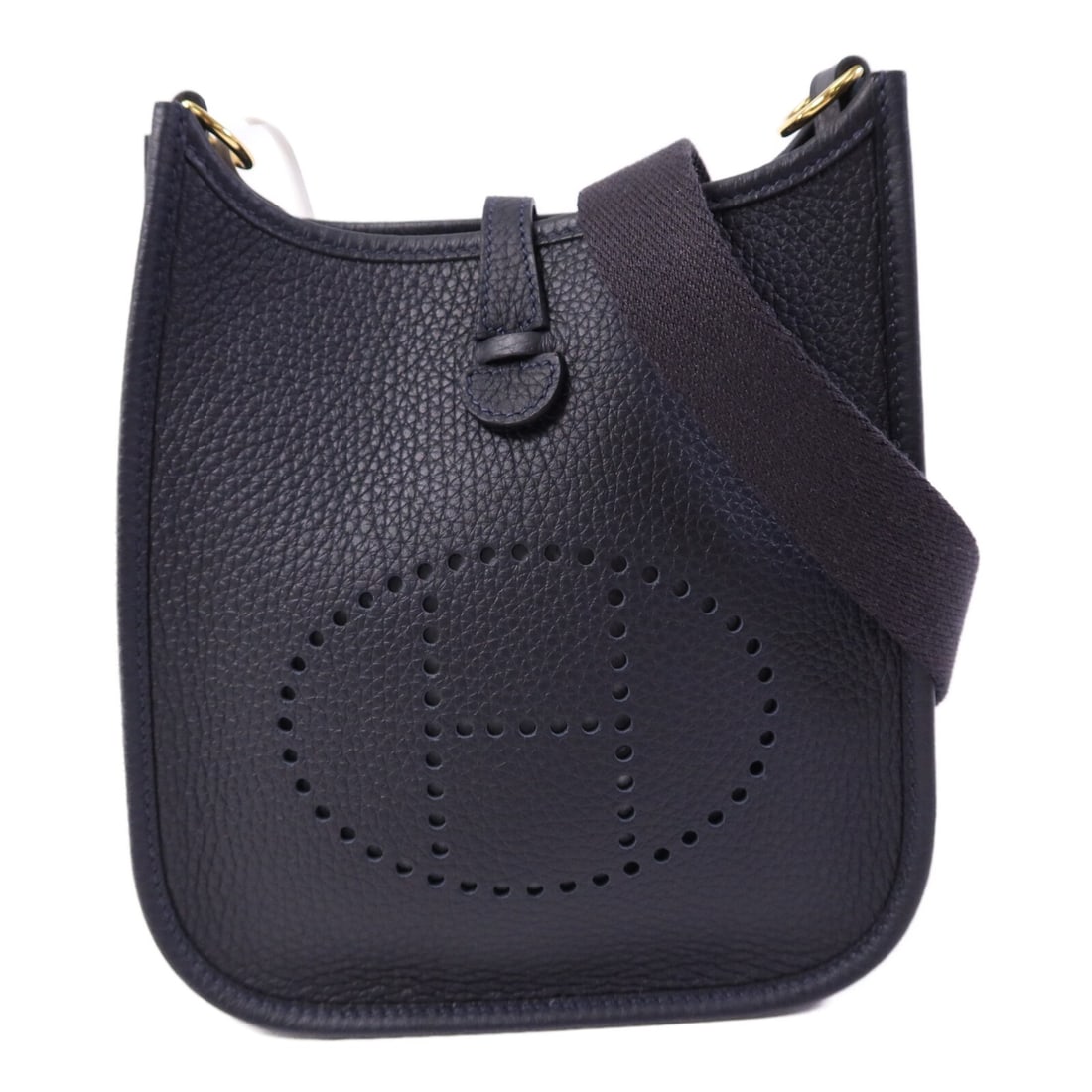 Hermes Evelyne TPM Blue Taurillon Clemence Shoulder Bag with Gold Hardware: Hermes Evelyne TPM Blue Taurillon Clemence Shoulder Bag with Gold Hardware This Hermes Evelyne TPM shoulder bag is crafted from Taurillon Clemence calfskin in a striking blue color. Designed for women