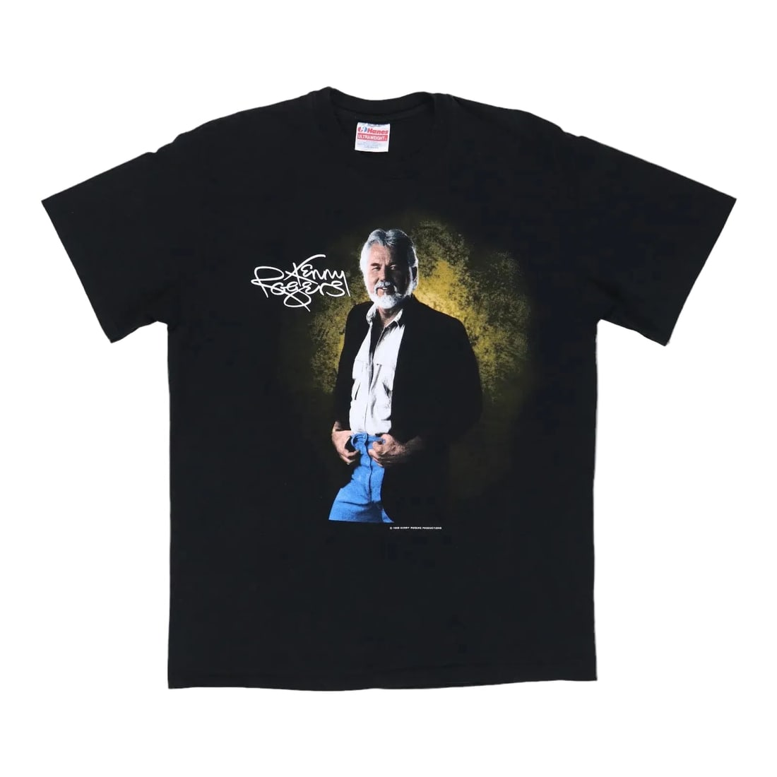 Vintage 1989 Black Kenny Rogers Large Cotton T Shirt: Vintage 1989 Black Kenny Rogers Large Cotton T Shirt This is an original vintage 1989 Kenny Rogers shirt, not a modern reproduction. Made from 100% cotton, the shirt is black with no back graphics. It