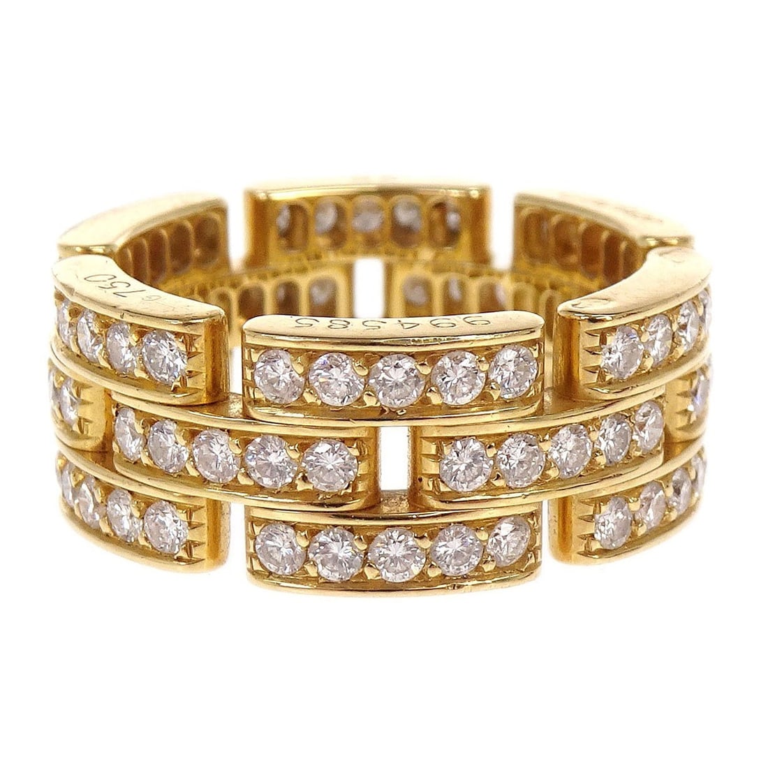 Diamond Maillon Panthere Ring in 18K Gold Size 52 by Cartier: Diamond Maillon Panthere Ring in 18K Gold Size 52 by Cartier This is a Cartier Maillon Panthere ring crafted in 18k gold, featuring a round shape and set with diamonds. The ring is a vintage piece and