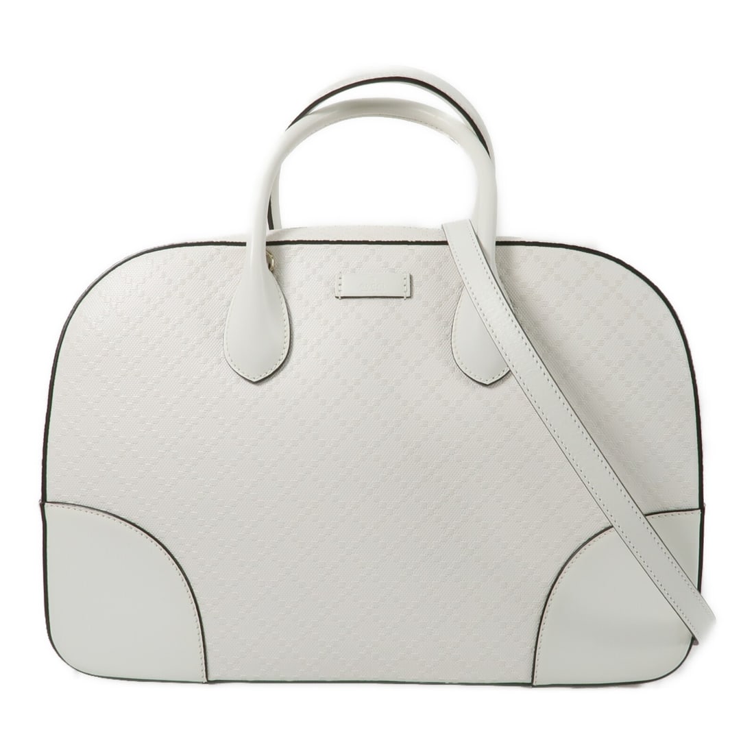 Gucci White Calfskin GG Two Way Shoulder Bag with Gold Hardware: Gucci White Calfskin GG Two Way Shoulder Bag with Gold Hardware This GUCCI 2-way shoulder bag is crafted from white calfskin leather and features gold hardware. Designed for women, the bag offers vers