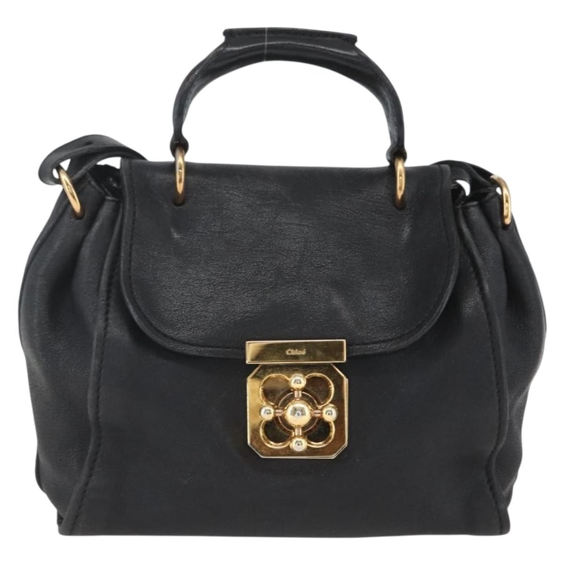 Black Leather Elsie Convertible Satchel by Chloe: Black Leather Elsie Convertible Satchel by Chloe The Chloe Elsie Convertible Satchel is crafted from black leather and designed for women. Featuring a versatile style, it offers both handle and should