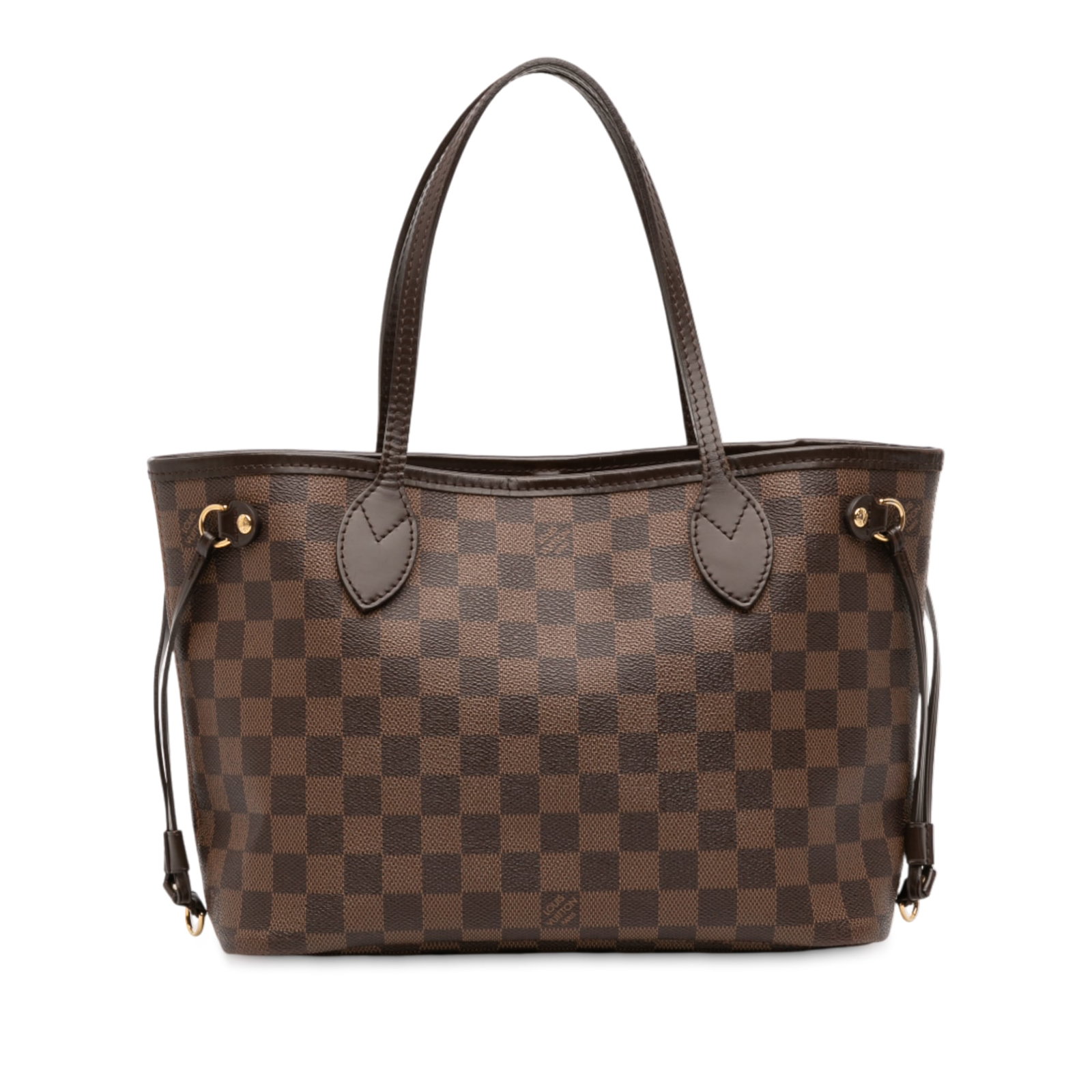 Louis Vuitton Neverfull PM Tote Bag in Damier Ebene Canvas: Louis Vuitton Neverfull PM Tote Bag in Damier Ebene Canvas The Louis Vuitton Damier Ebene Neverfull PM is crafted from Damier canvas with leather trim and features flat leather straps, a top lobster c