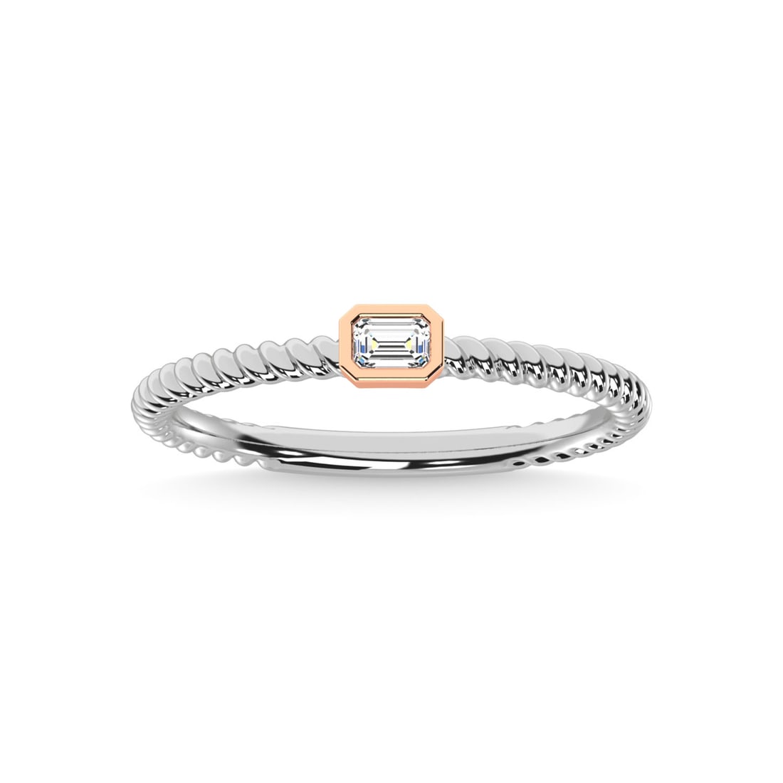 14K Two Tone Diamond 1/8 Ct.Tw. Anniversary Ring (1 of 4)