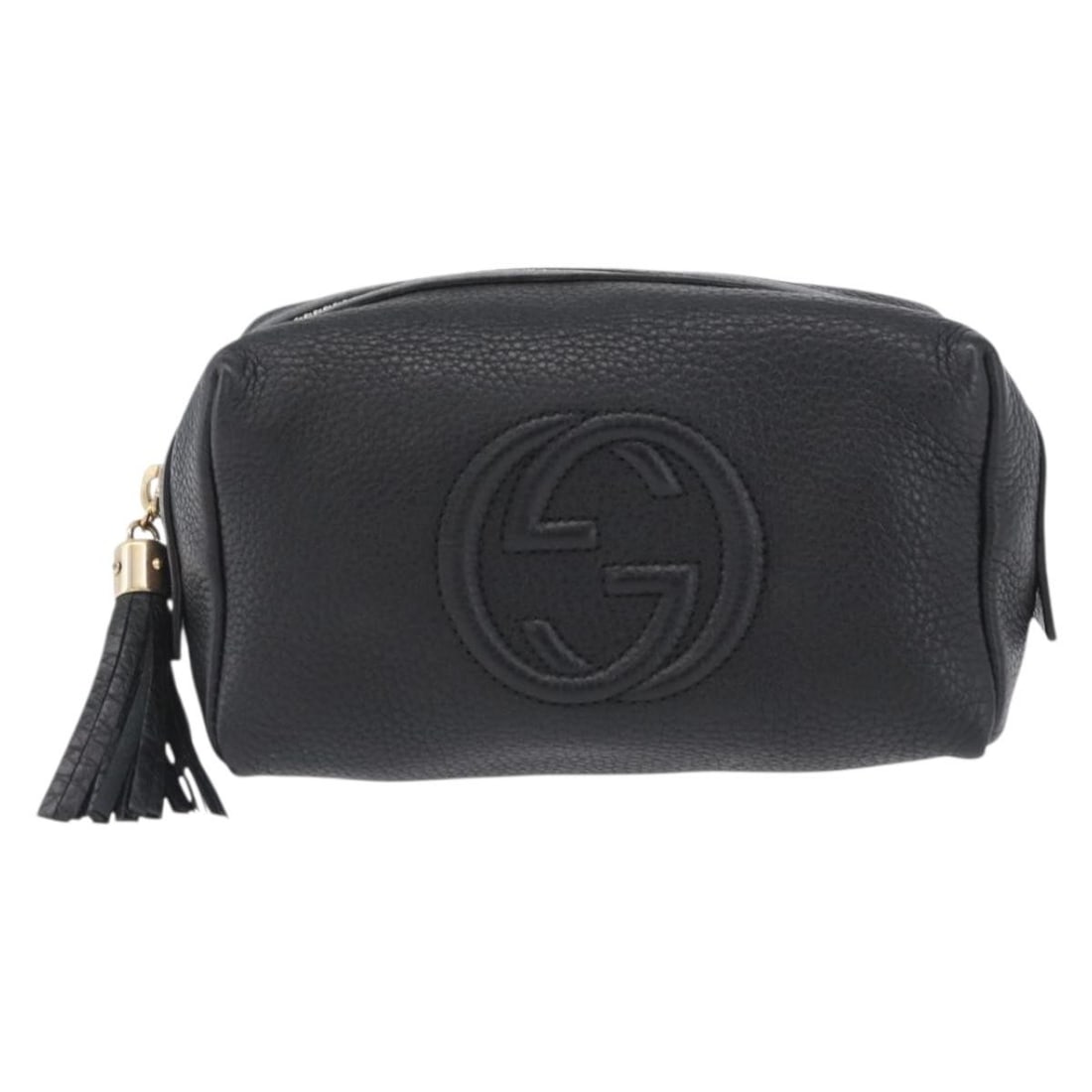 Black Leather Gucci Soho Unisex Toiletry Bag 17cm Italy: Black Leather Gucci Soho Unisex Toiletry Bag 17cm Italy The Gucci Soho Toiletry Pouch is crafted from black leather and designed for unisex use. Made in Italy, this pouch features a compact silhouette
