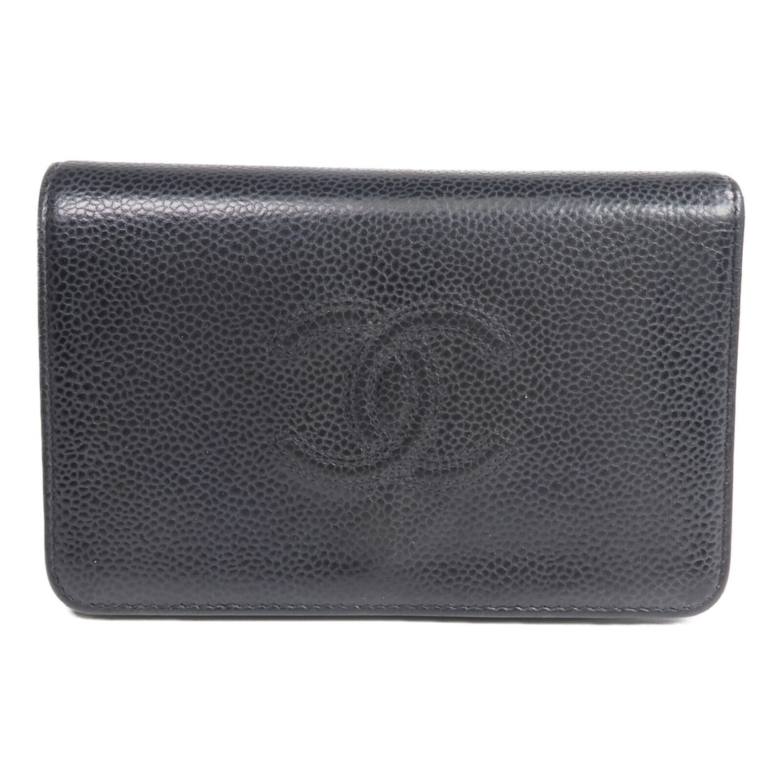Chanel Black Calfskin Tri-Fold Wallet with CC Gold Hardware: Chanel Black Calfskin Tri-Fold Wallet with CC Gold Hardware This Chanel tri-fold wallet is crafted from black calfskin leather and features gold-tone CC hardware. Designed for women, it offers a class