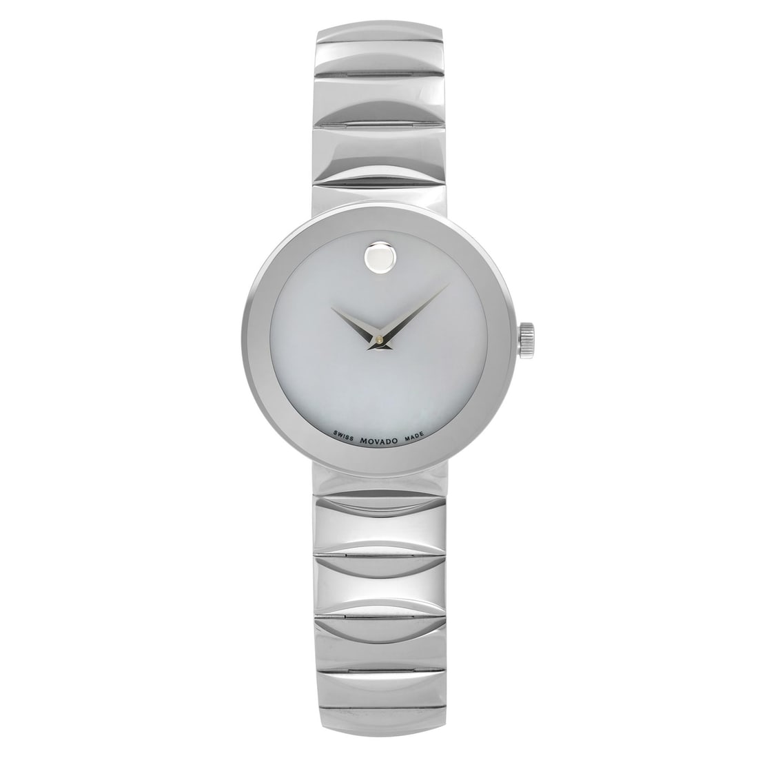 Movado Sapphire Museum 26mm Ladies Quartz Watch Grey MOP Dial Original Box Papers: Movado Sapphire Museum 26mm Ladies Quartz Watch Grey MOP Dial Original Box Papers The Movado Sapphire Museum Ladies Quartz Watch combines elegance and sophistication with its 26mm polished steel case 
