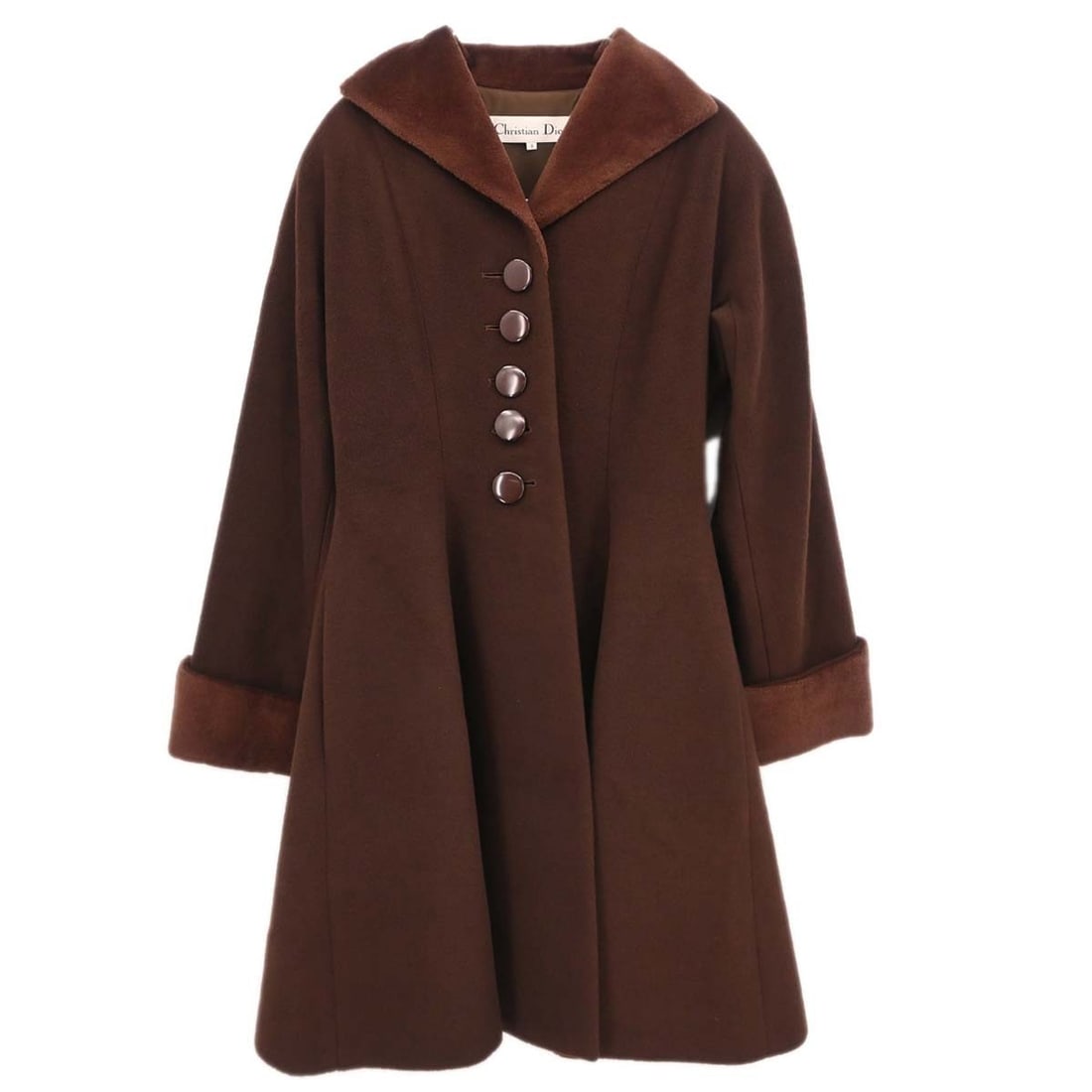 Brown Wool Cashmere Long Overcoat by Christian Dior Size 38 (1 of 18)