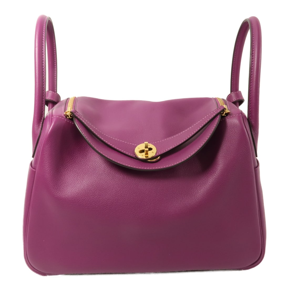 HERMES Lindy 30 Purple Evercolor Leather Shoulder Bag GHW: HERMES Lindy 30 Purple Evercolor Leather Shoulder Bag GHW This HERMES Lindy 30 is a versatile 2-way shoulder bag crafted from Evercolor calfskin leather in a striking purple shade. Designed for women,