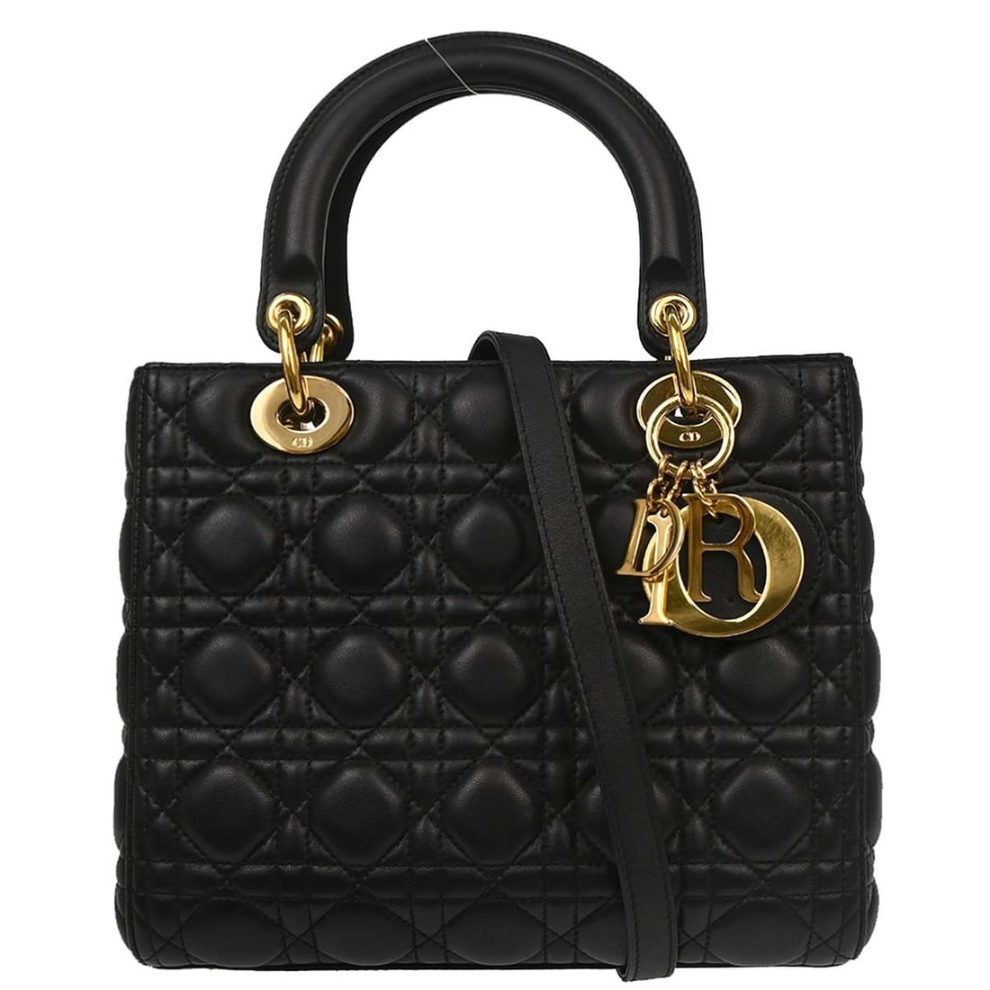 Dior Lady Dior black lambskin 2way satchel handbag (1 of 18)