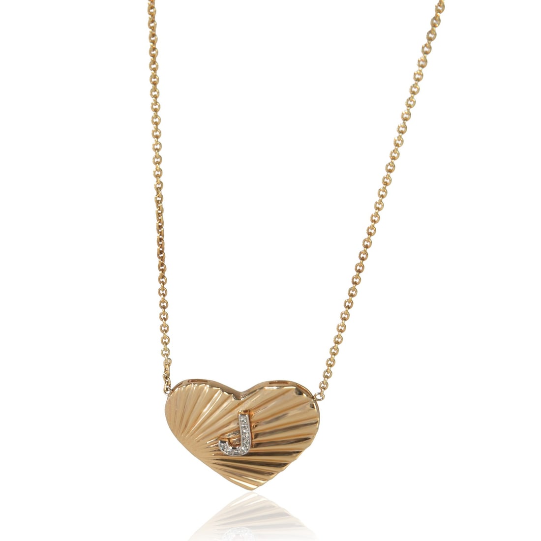 Heart Pendant in 14K Yellow Gold with Diamond and J Initial: Heart Pendant in 14K Yellow Gold with Diamond and J Initial This women's pendant features a heart design with an initial 'J', crafted in 14K yellow gold and set with round brilliant white diamonds tot