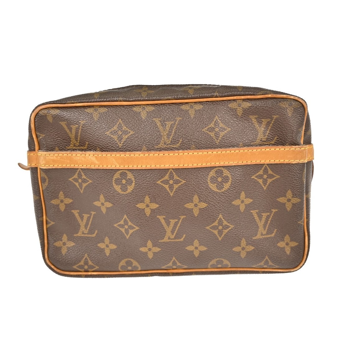 Louis Vuitton Compiegne 28 Monogram Canvas Clutch Bag M51845: Louis Vuitton Compiegne 28 Monogram Canvas Clutch Bag M51845 This Louis Vuitton Compiegne 28 clutch handbag features the signature Monogram canvas and leather exterior in brown, complemented by a brow